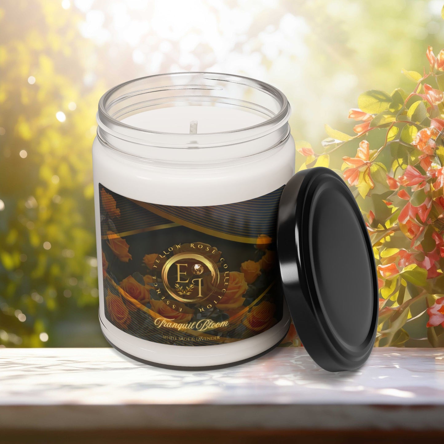 Yellow Rose Tranquil Bloom | White Sage & Lavender | Scented Soy Candle | 9oz