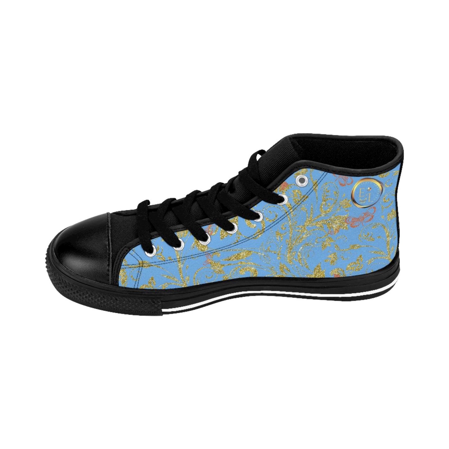 Bohemian Butterfly | Light Blue | Black Sole HighTop Sneakers