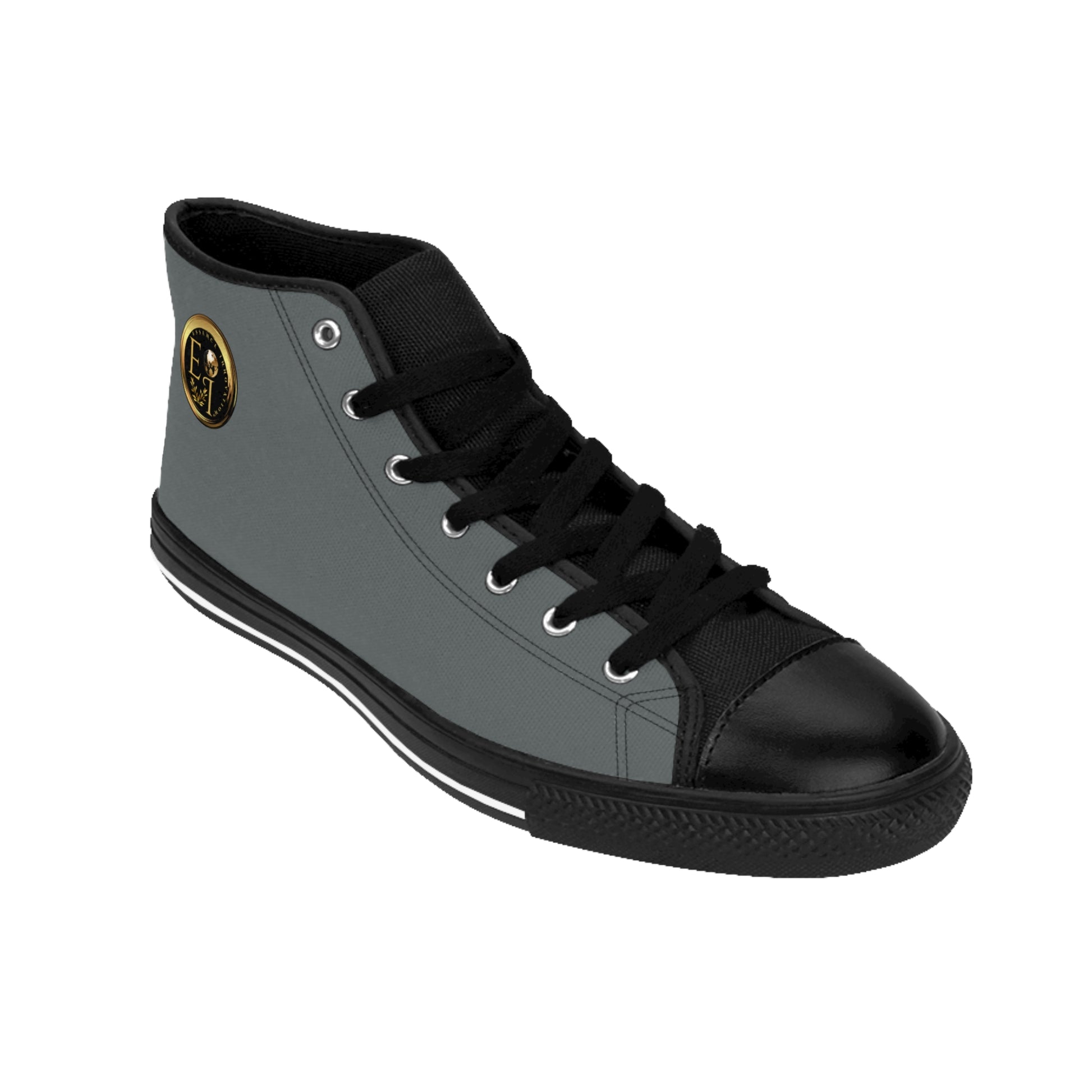 Gray high-top 'Essence Innovation' sneaker with black laces on a white background