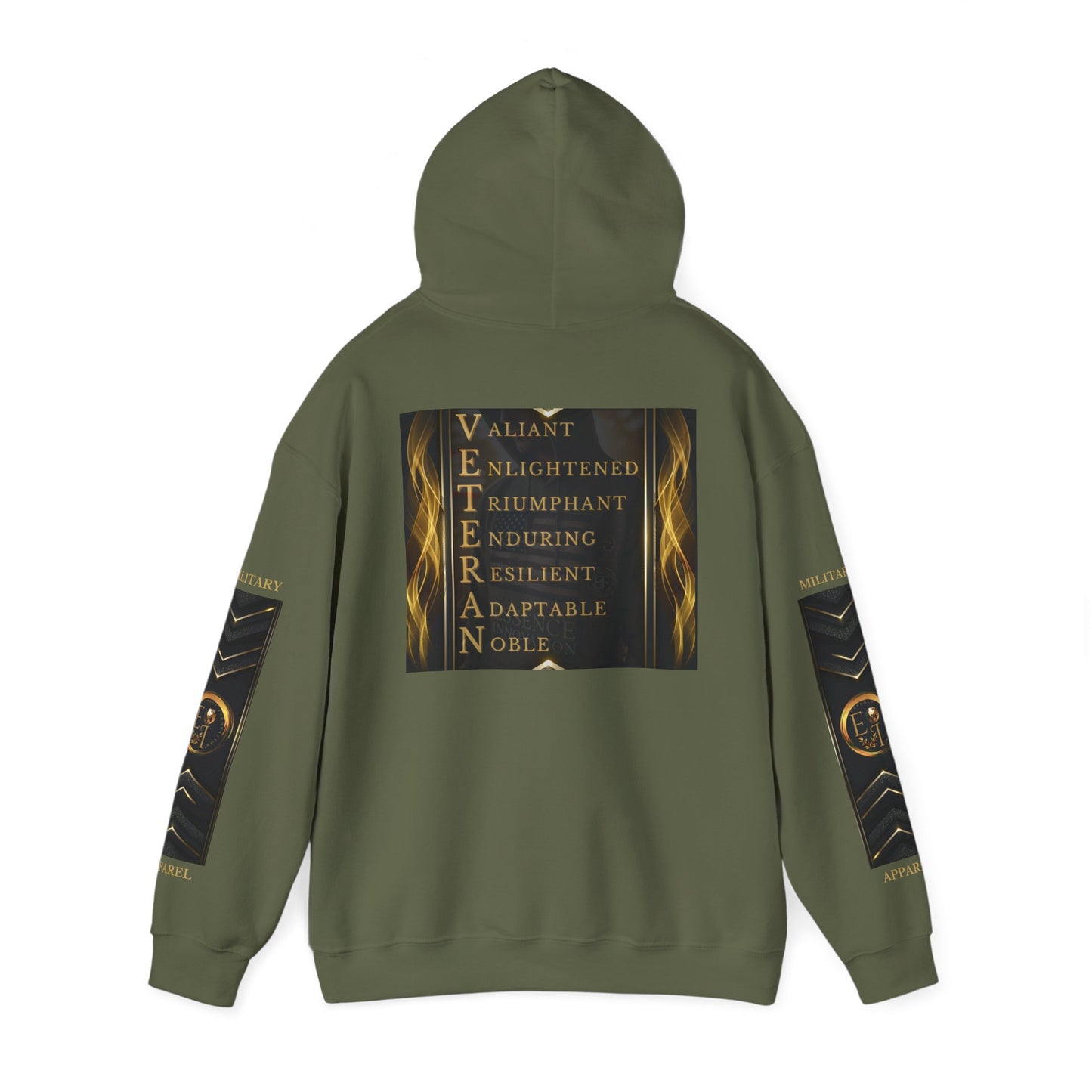 Veteran Qualities Warrior Three | MC Green Hoodie | Military & Service Tribute