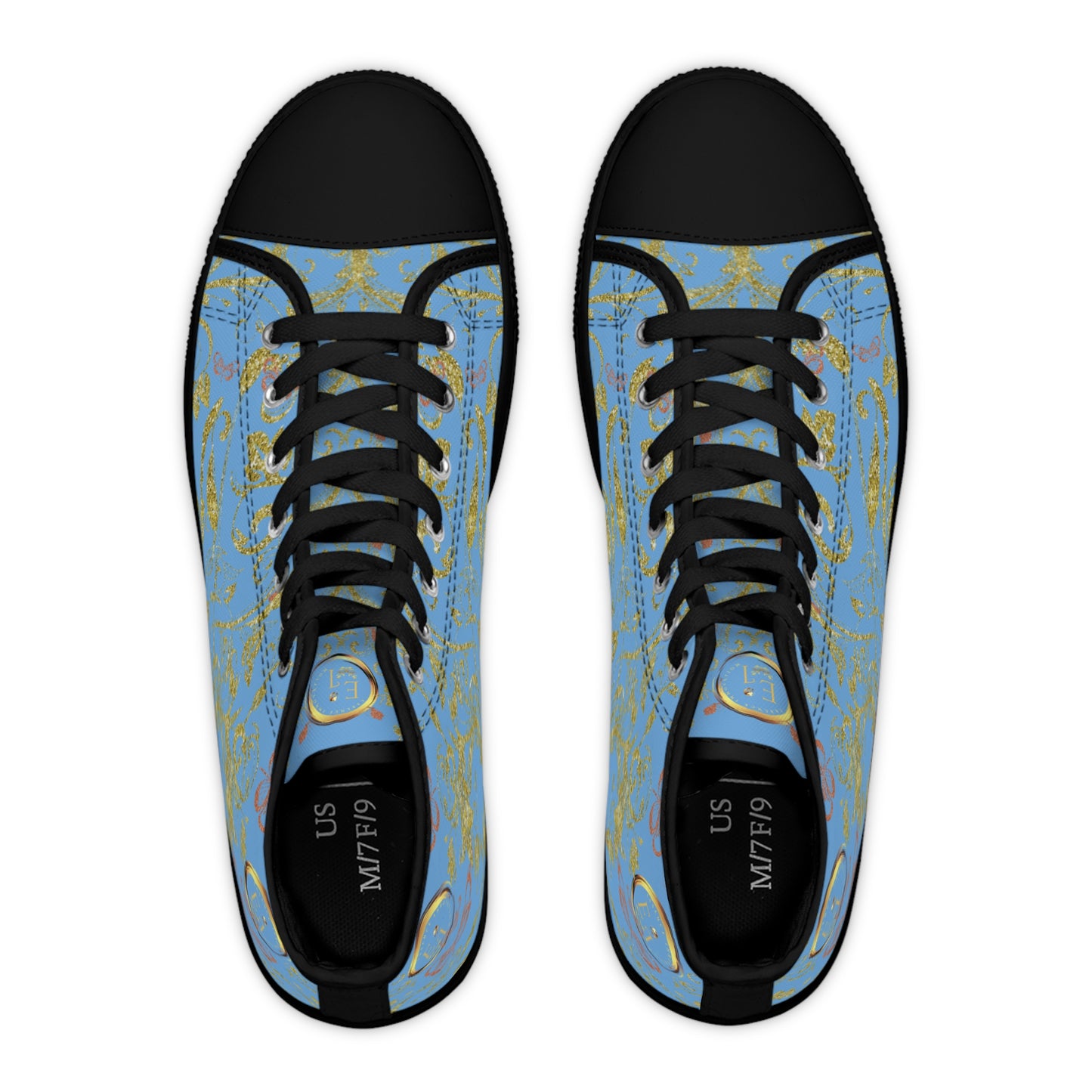 Bohemian Butterfly Heart | Light Blue | Black Sole HighTop Sneakers