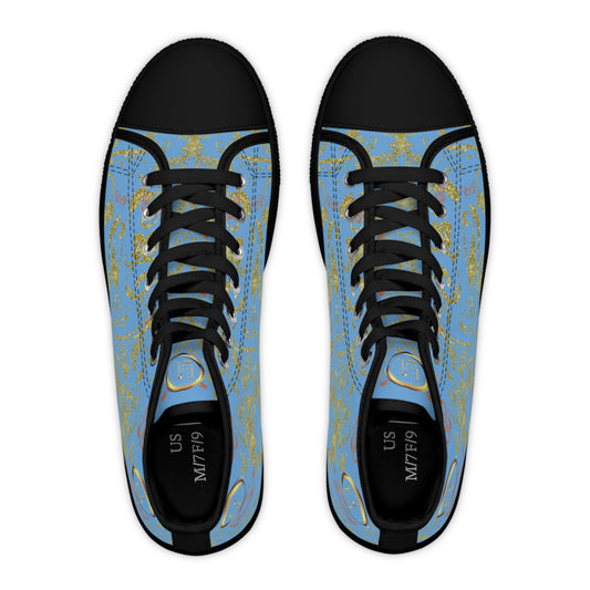 Bohemian Butterfly Heart | Light Blue | Black Sole HighTop Sneakers