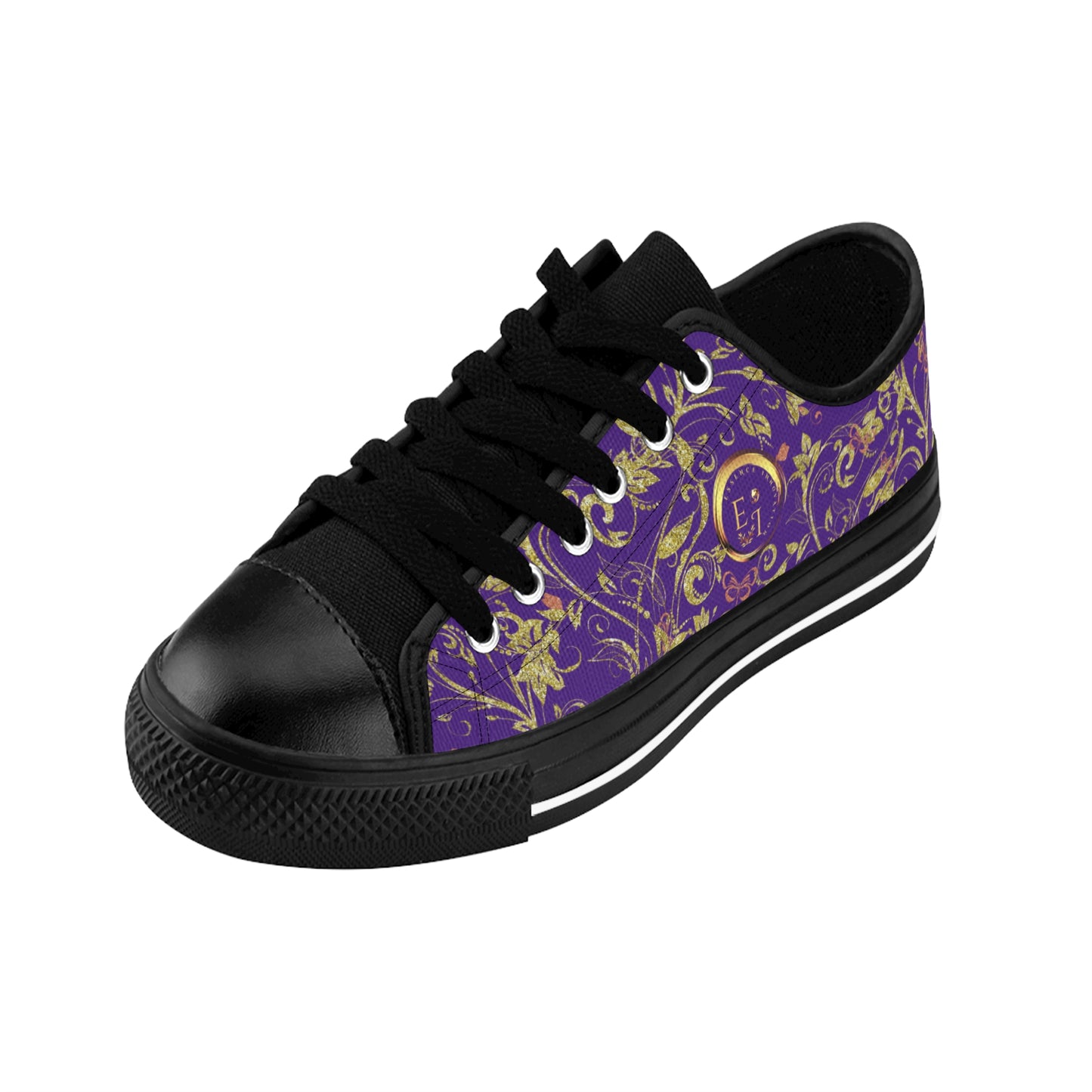 Bohemian Butterfly | Purple | Black Sole LowTop Sneakers