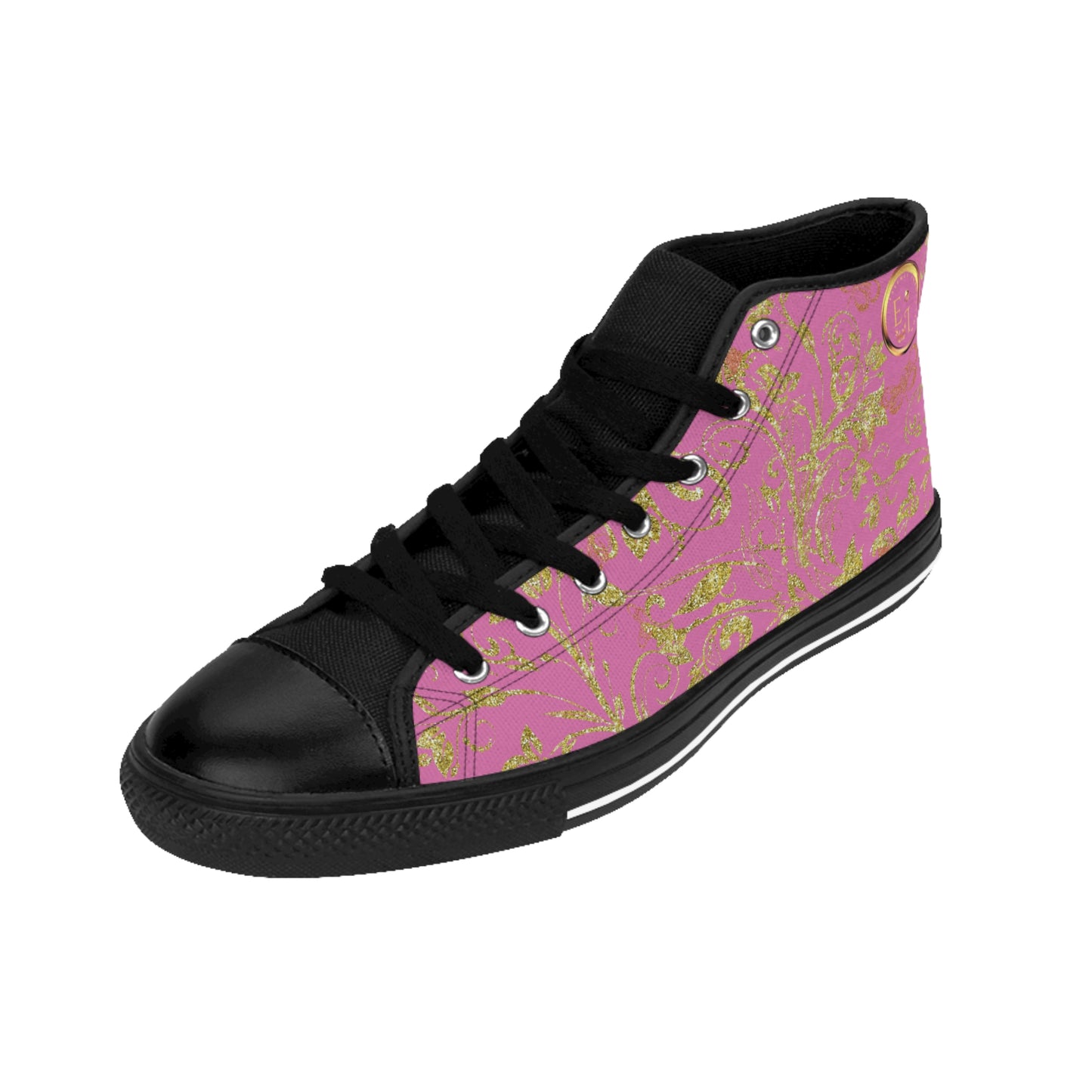 Bohemian Butterfly | Light Pink | Black Sole HighTop Sneakers