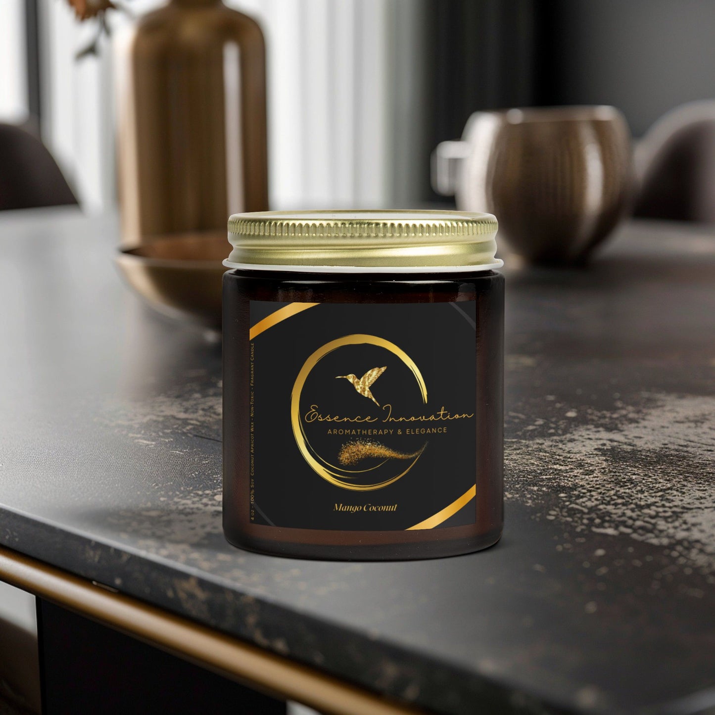 Aura Lux Gold Collection | Mango Coconut Scented Candle | 4oz, 9oz