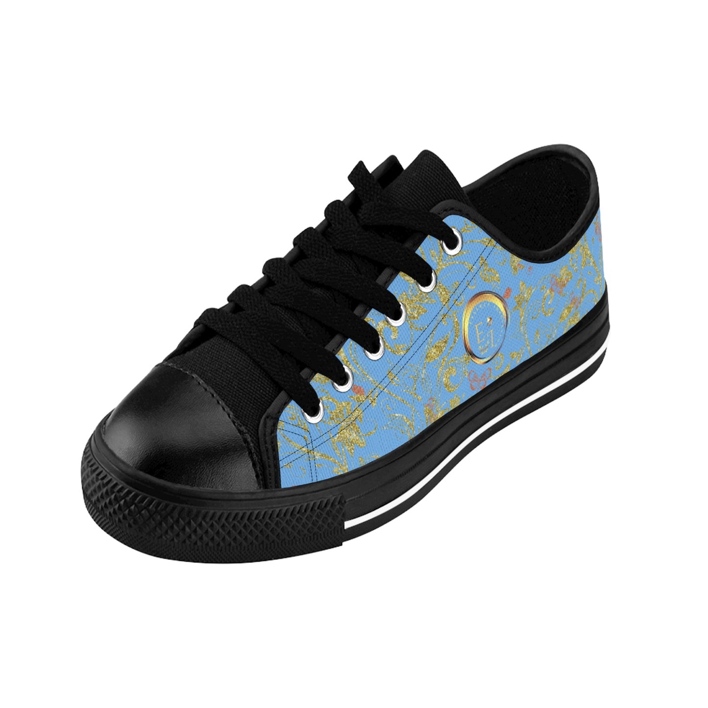 Bohemian Butterfly | Light Blue | Black Sole LowTop Sneakers