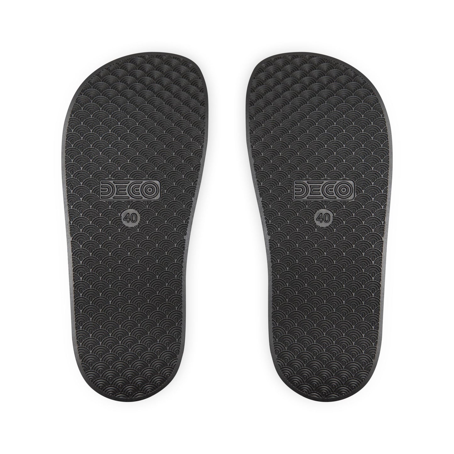 Black EssenceInnoCreate shoe insoles with DECO branding on a white background