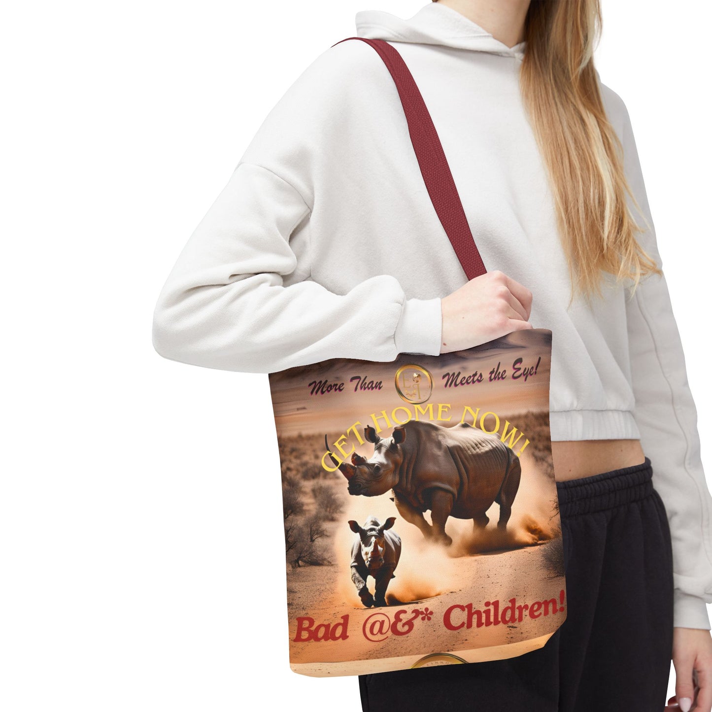 Humorous Rhino Tote Bag - Perfect for Parents, Kid's Activities, Gifts for Moms and Dads, Playdates, Back to School!
