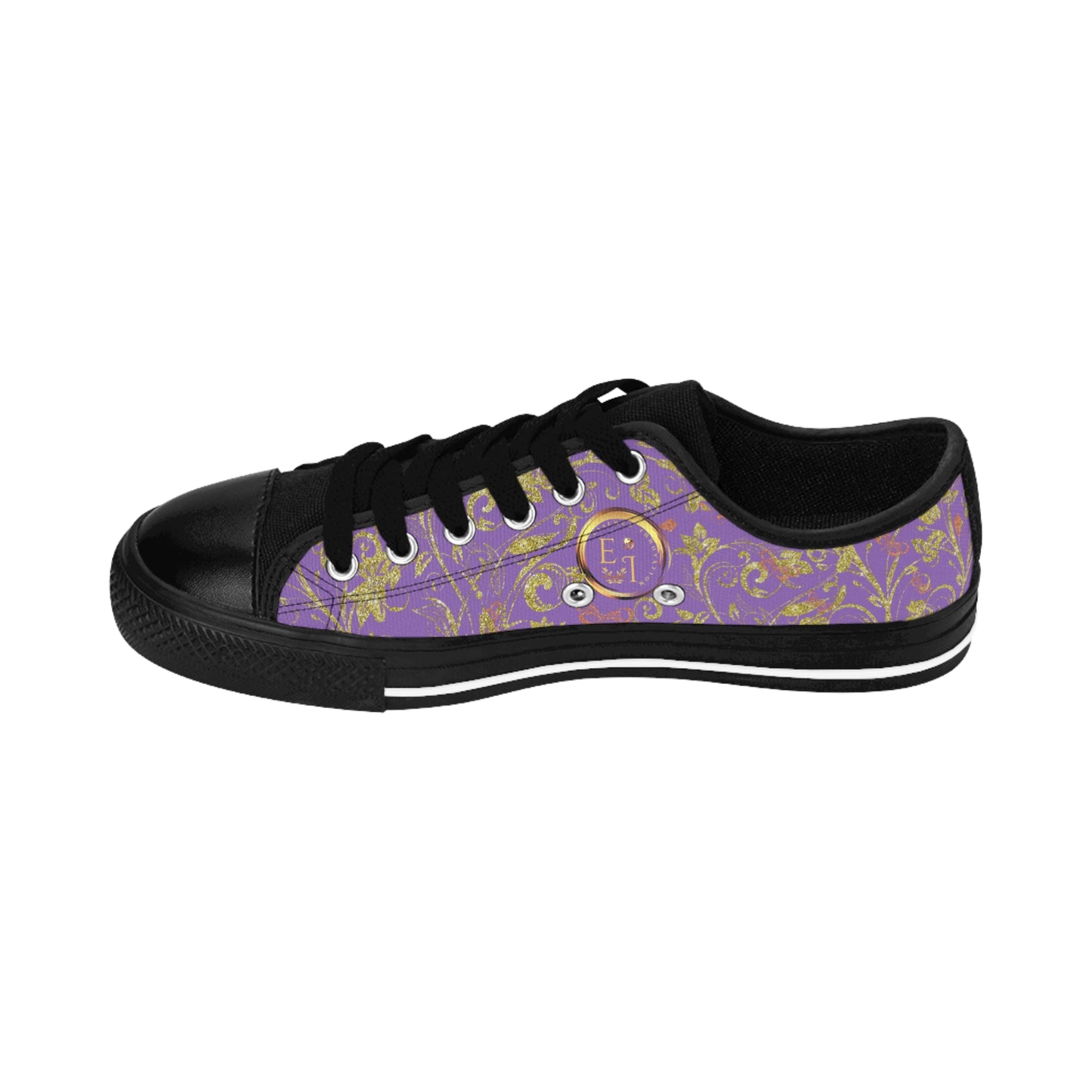 Bohemian Butterfly | Light Purple | Black Sole LowTop Sneakers