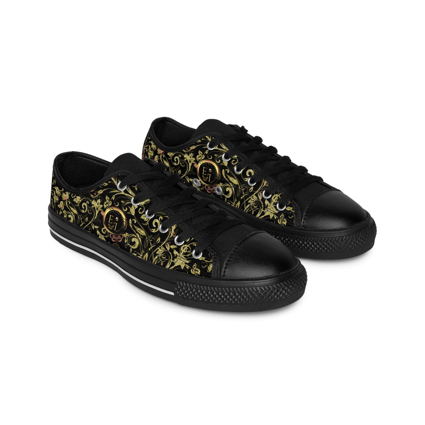 Bohemian Butterfly | Black | Black Sole LowTop Sneakers