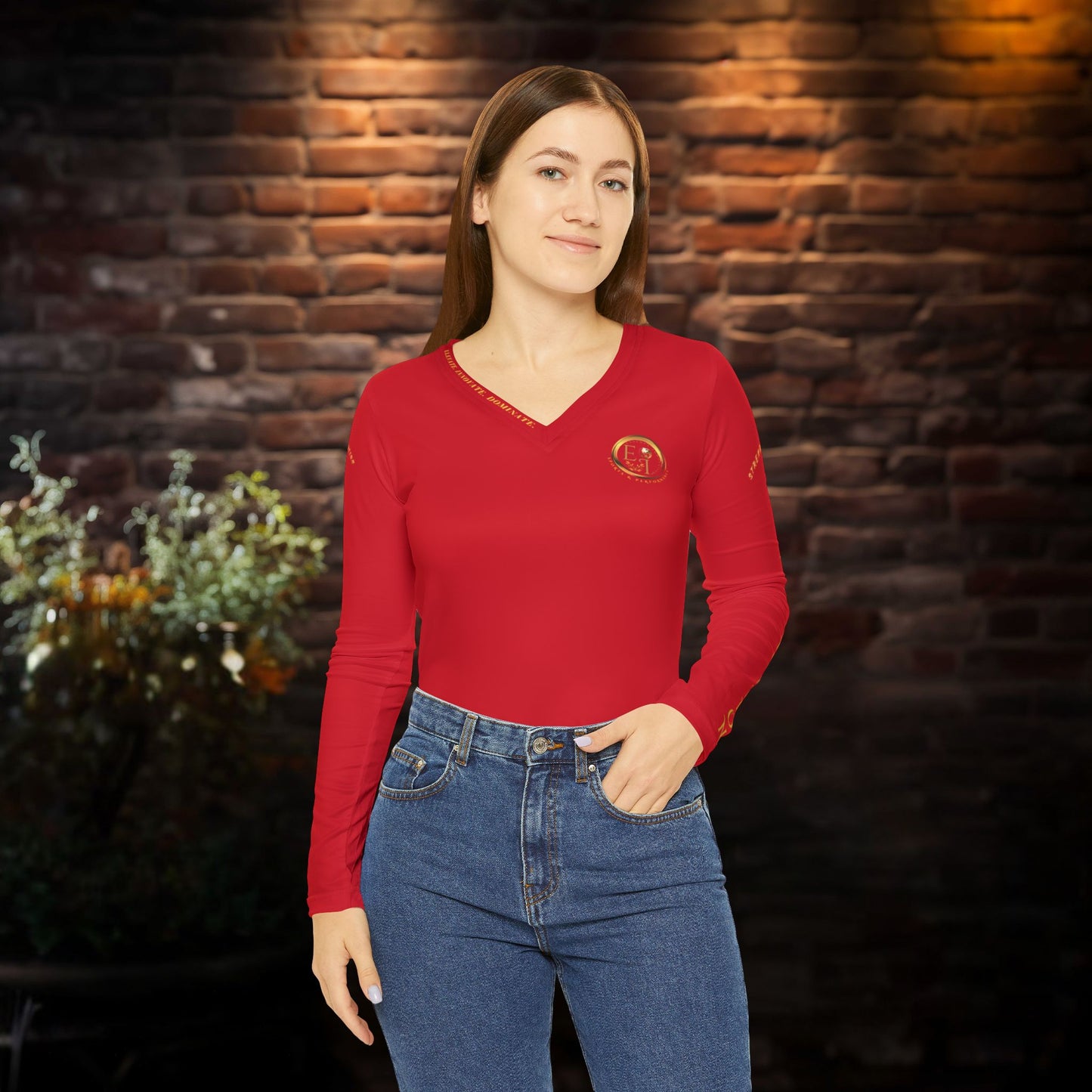 Seek More Performance X | EI Sports LS V-Neck | Dark Red