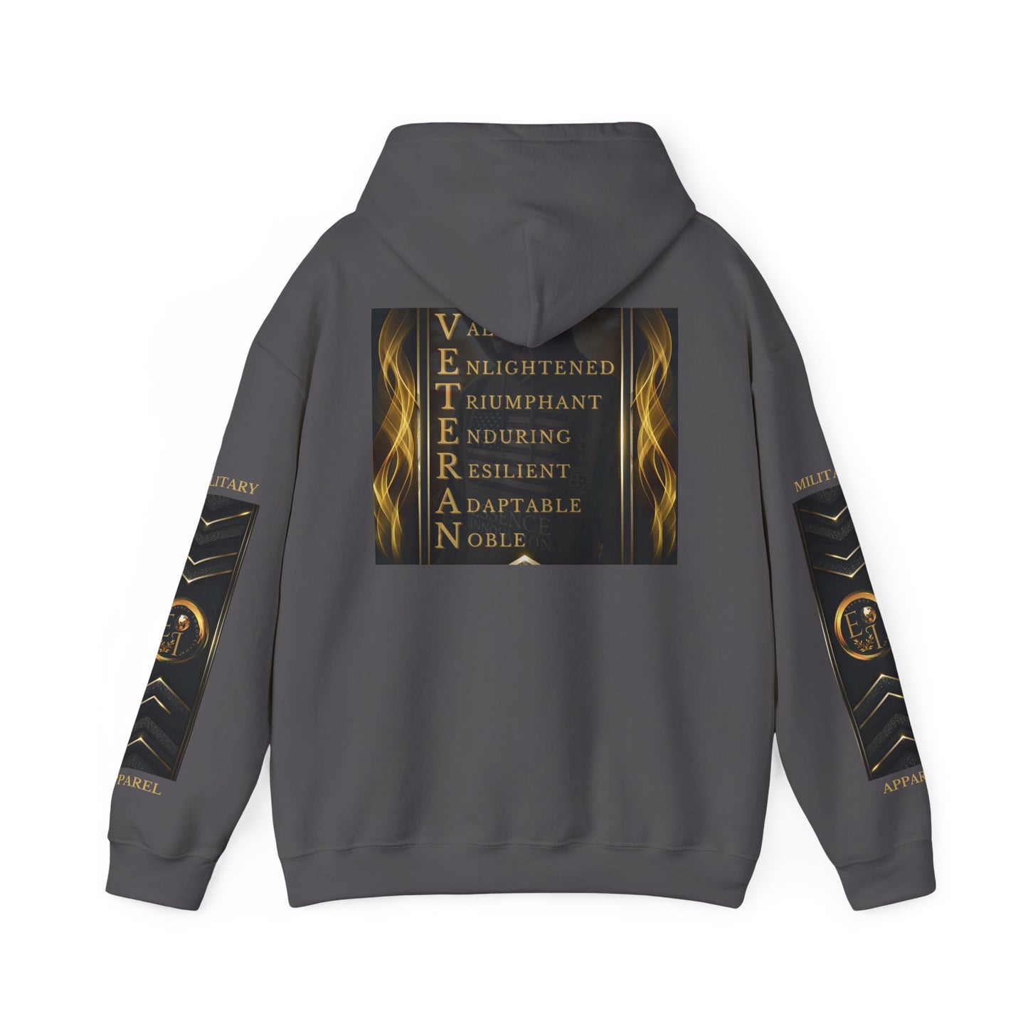 Veteran Qualities Warrior Two | Charcoal Hoodie | Military & Service Tribute