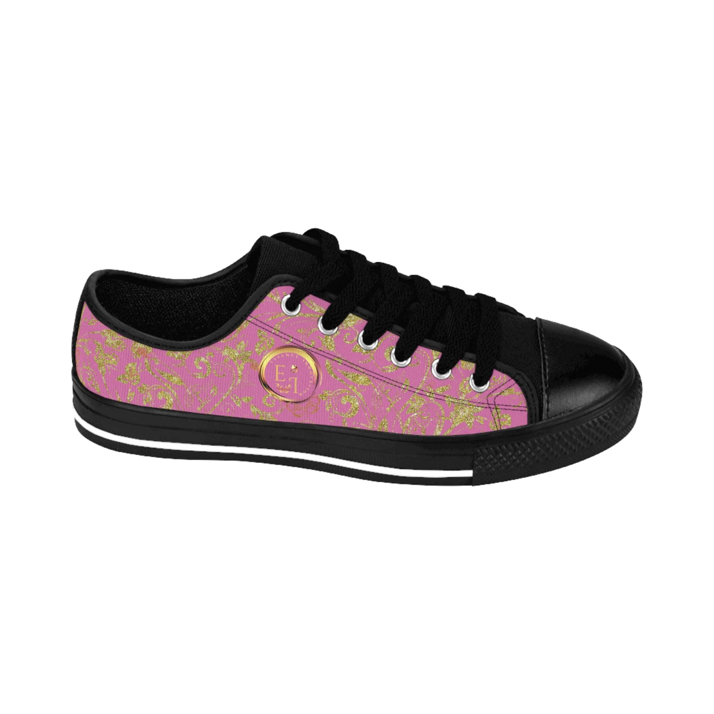 Bohemian Butterfly | Light Pink | Black Sole LowTop Sneakers