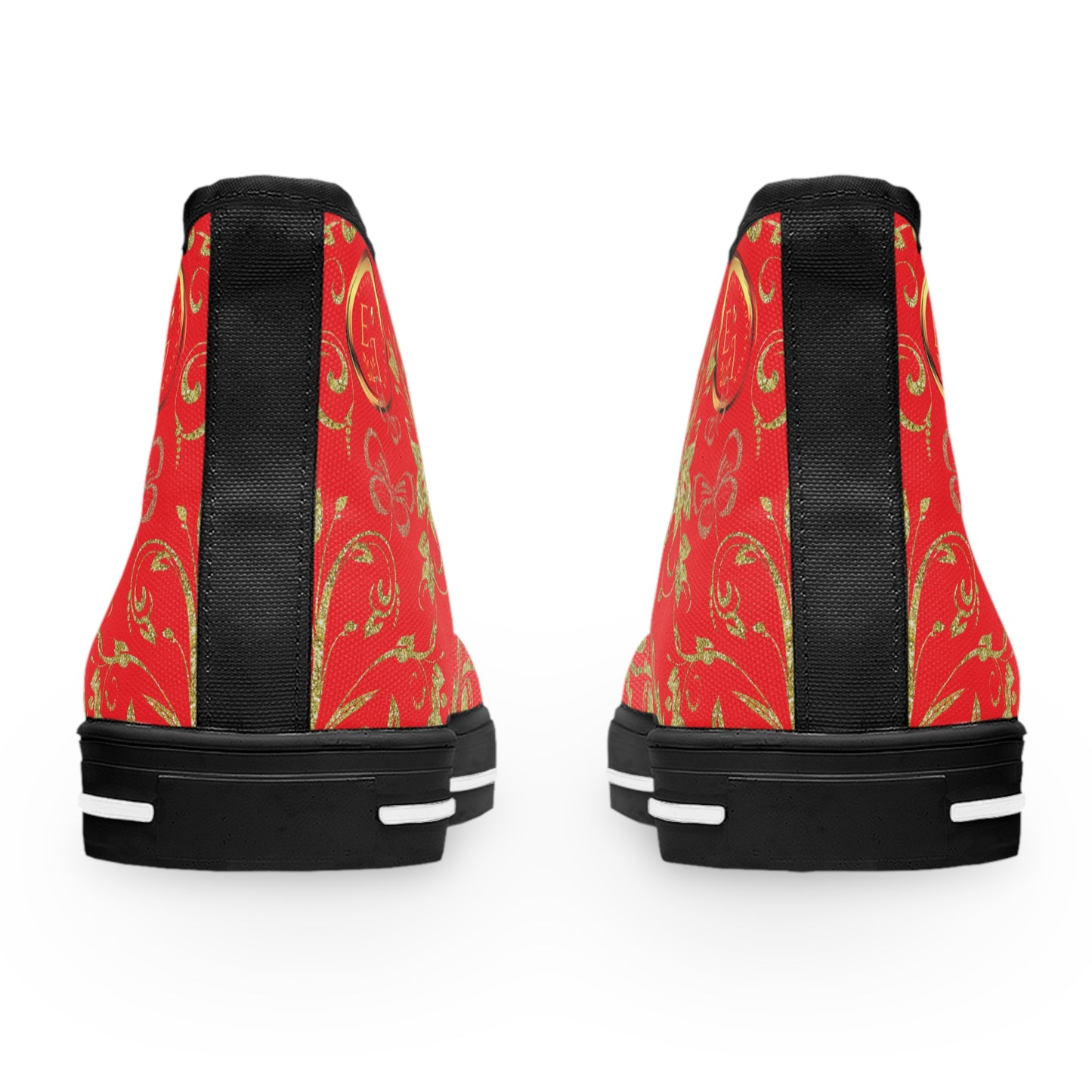 Bohemian Butterfly Heart | Red | Black Sole HighTop Sneakers