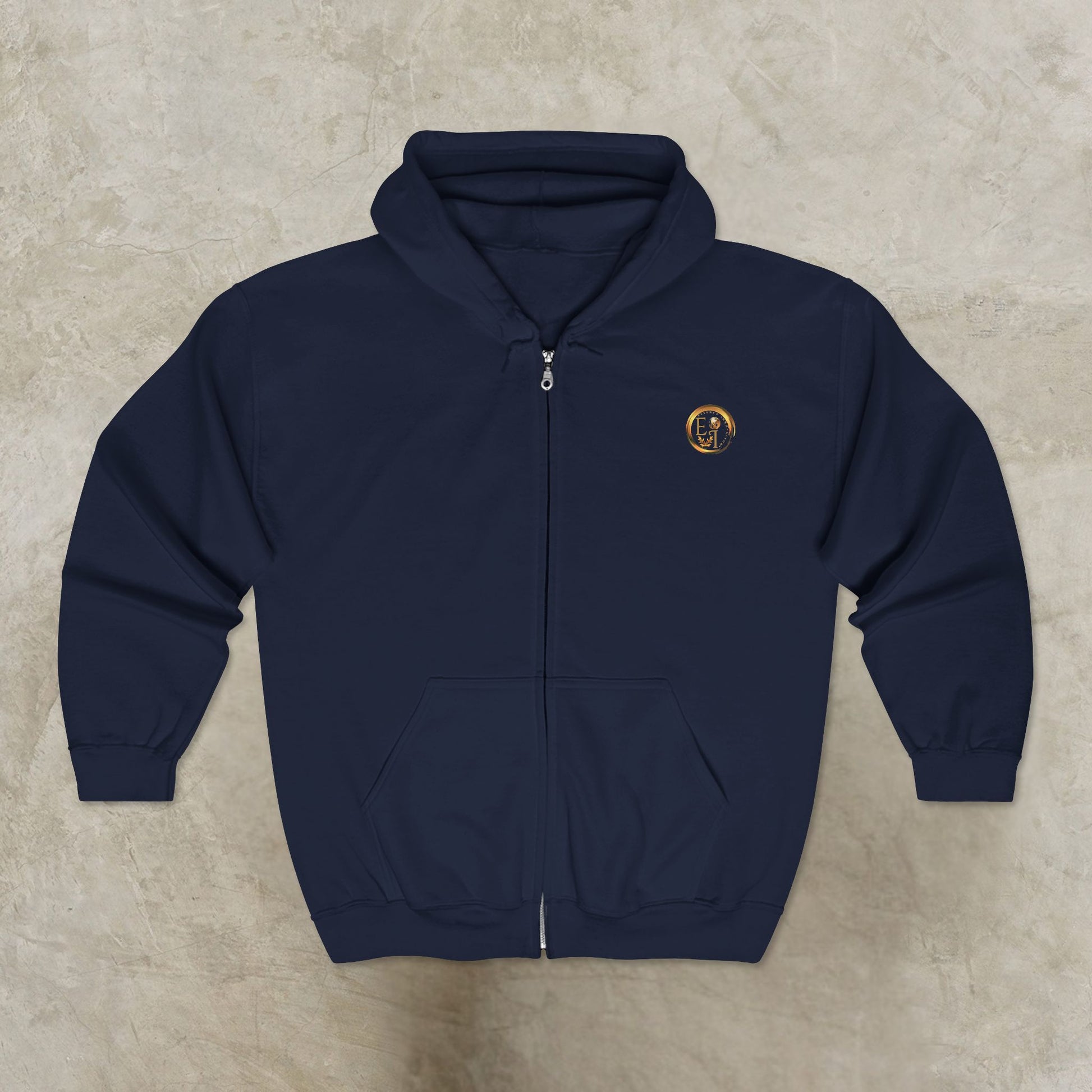 Black Essence Innovation 'One Life' hoodie with a small logo on the chest against a beige background