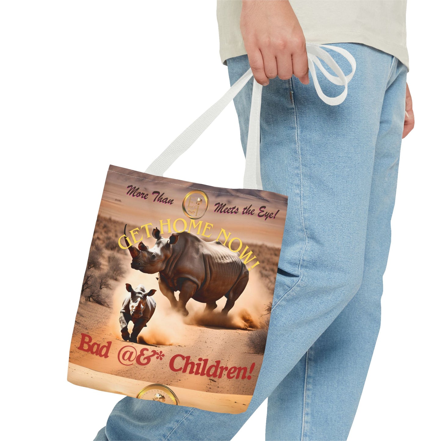 Humorous Rhino Tote Bag - Perfect for Parents, Kid's Activities, Gifts for Moms and Dads, Playdates, Back to School!