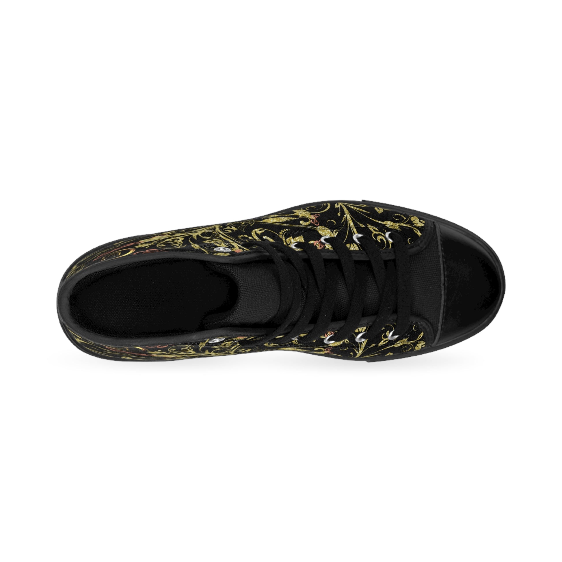Black Essence Innovation sneaker with colorful abstract pattern on a white background