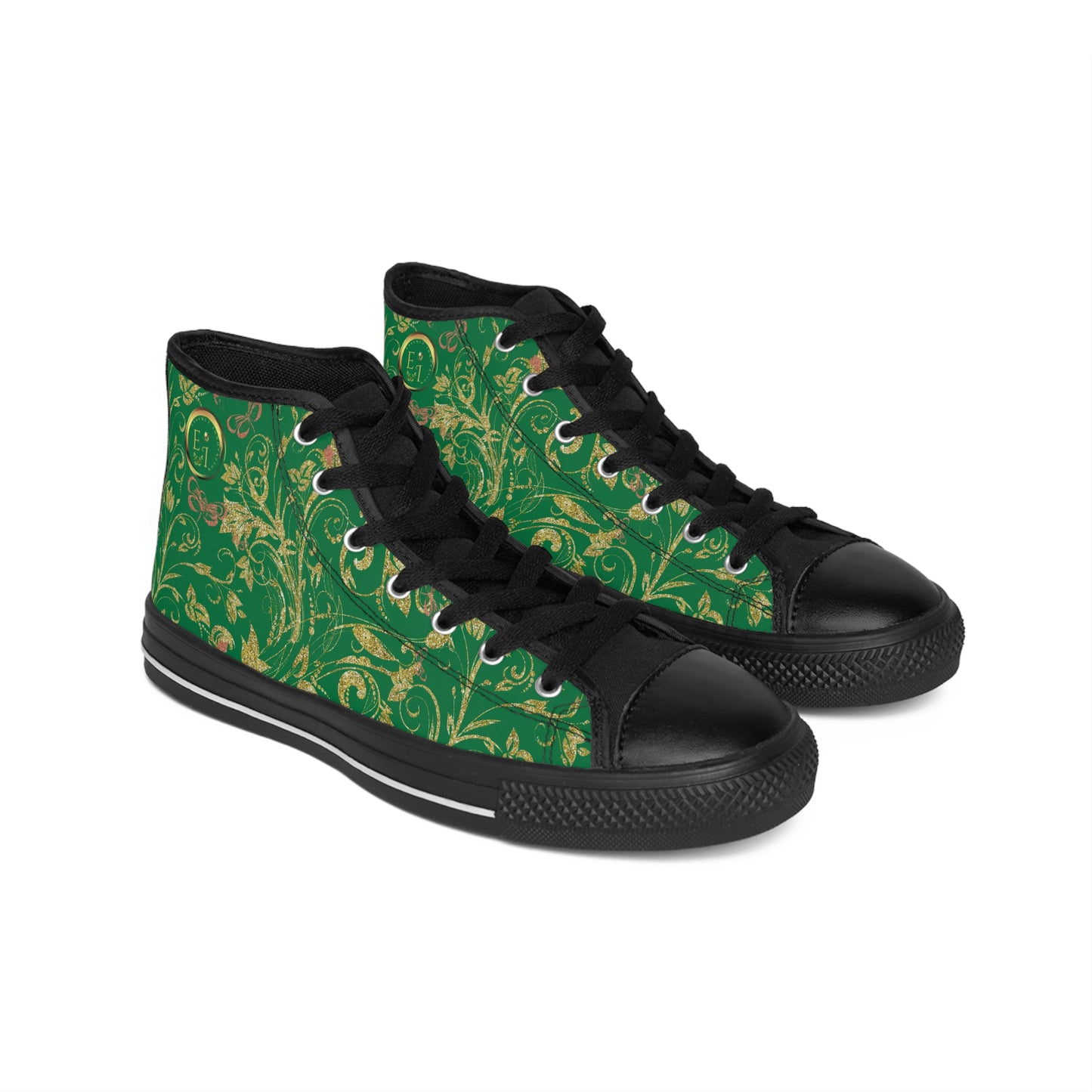 Bohemian Butterfly Hightops XII | Black Sole | Dark Green