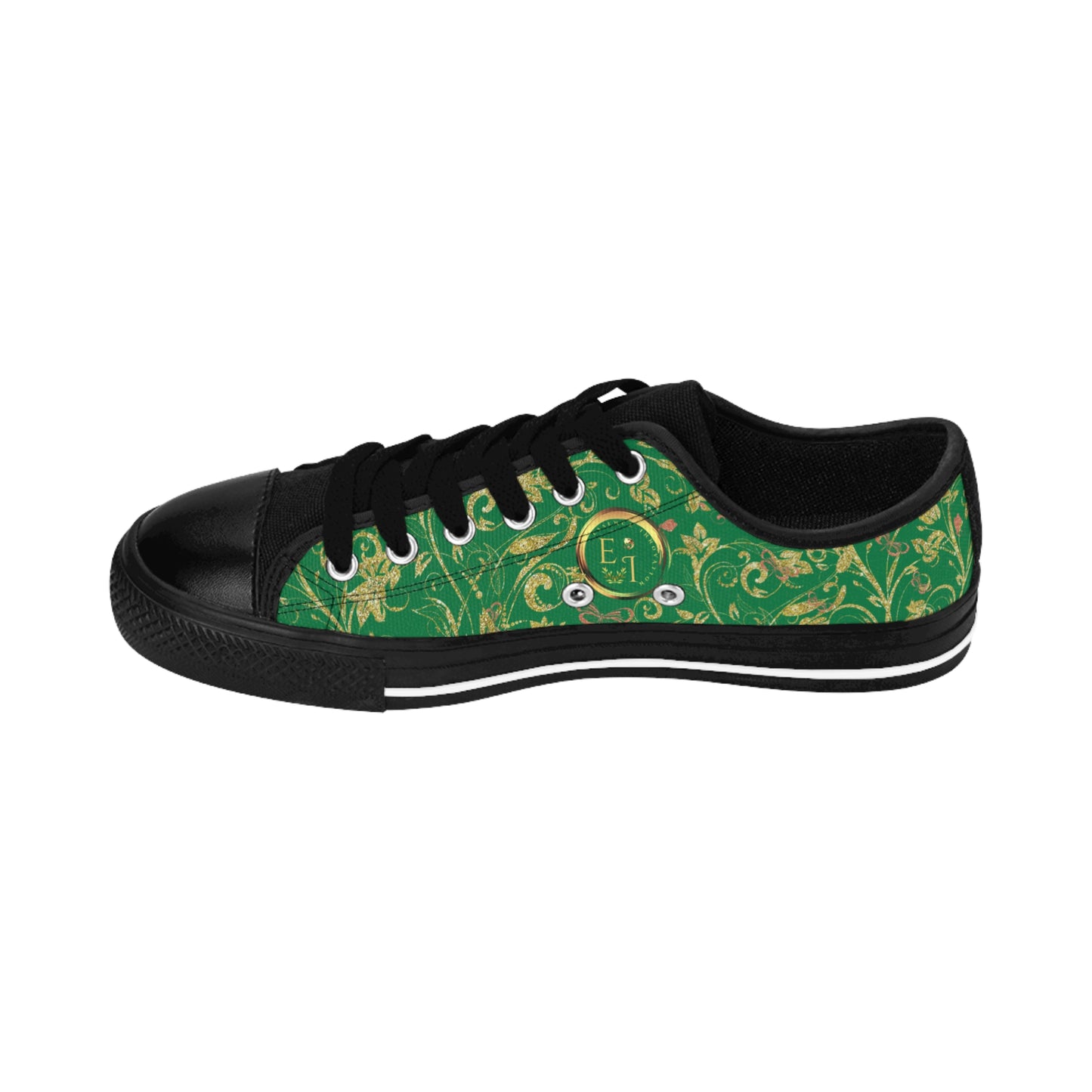 Bohemian Butterfly | Green | Black Sole LowTop Sneakers