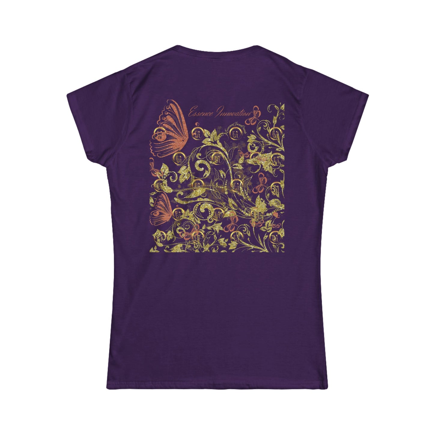 Floral Butterfly T-Shirt in Purple | Boho Nature-Inspired Tee for Women | Elegant Botanical Shirt | EssenceInnoCreate