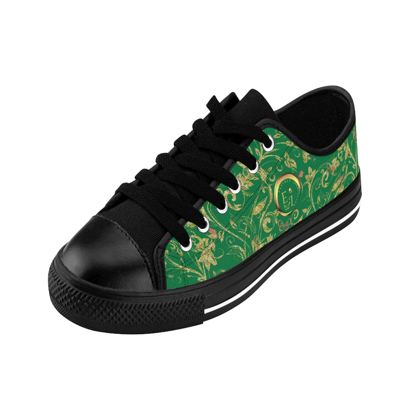 Bohemian Butterfly | Green | Black Sole LowTop Sneakers