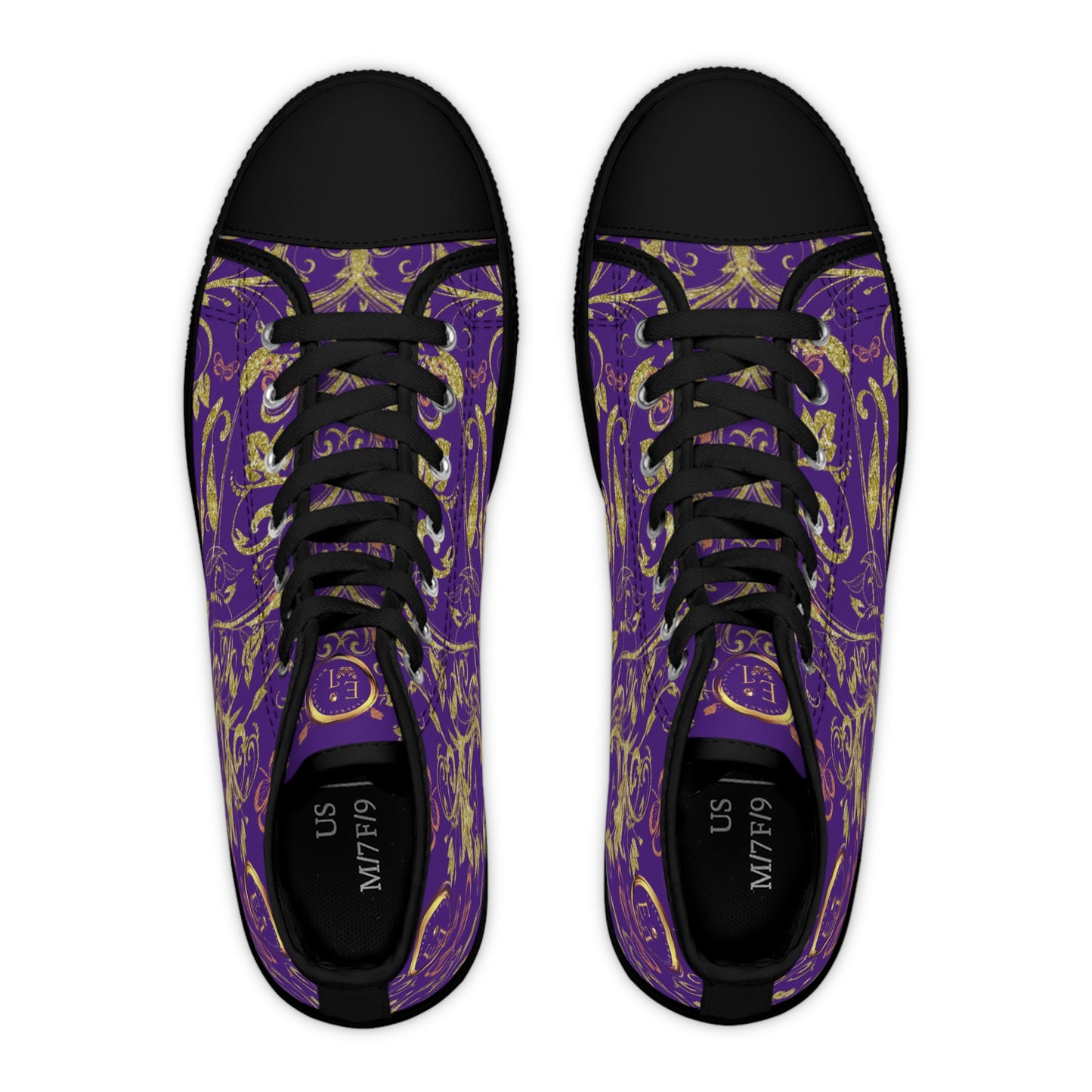 Bohemian Butterfly Heart | Purple | Black Sole HighTop Sneakers