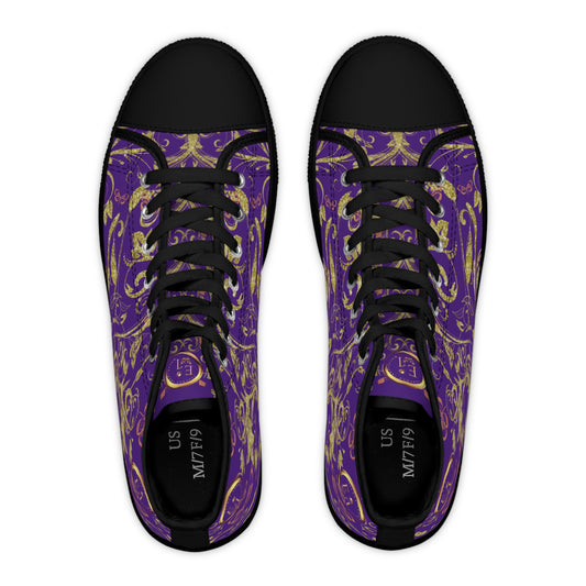 Bohemian Butterfly Heart | Purple | Black Sole HighTop Sneakers