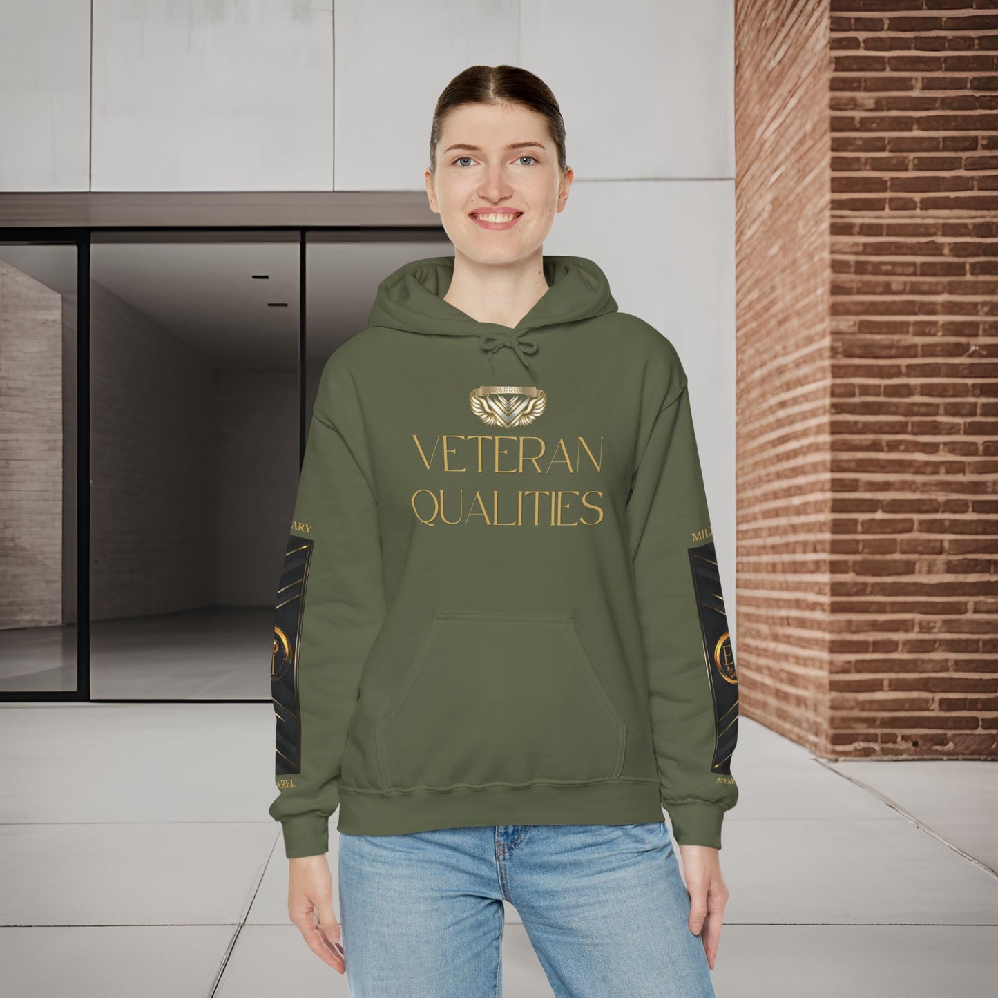 Veteran Qualities Warrior Three | MC Green Hoodie | Military & Service Tribute