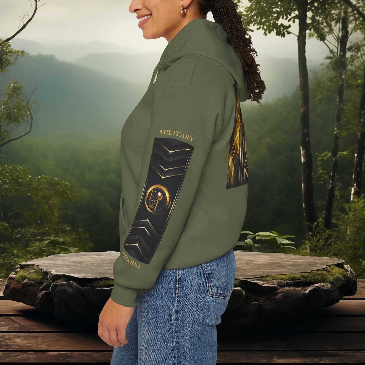 Veteran Qualities Serviceman Three | MC Green Hoodie | Military & Service Tribute