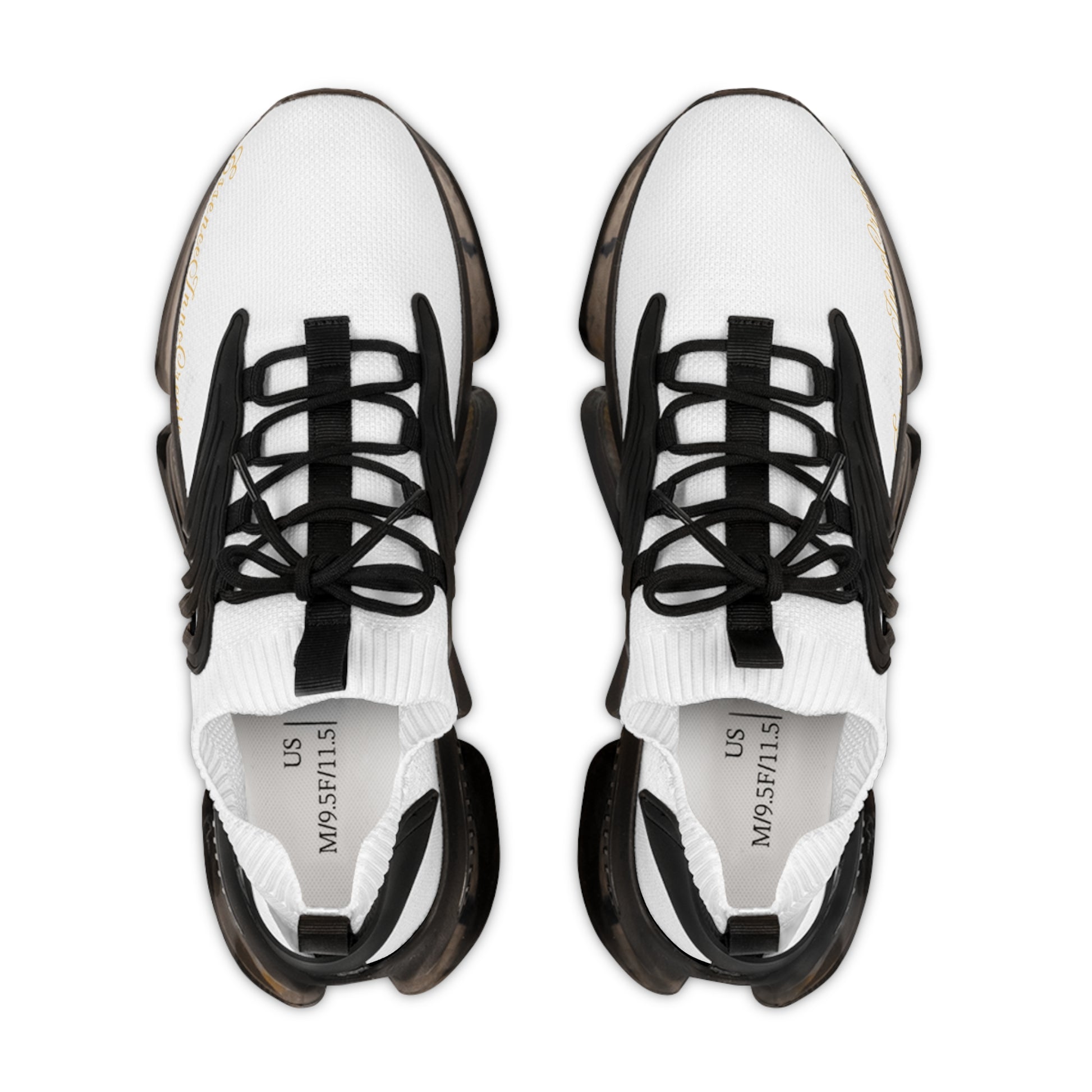 White 'EssenceInnoCreate' sneakers with black laces on a white background