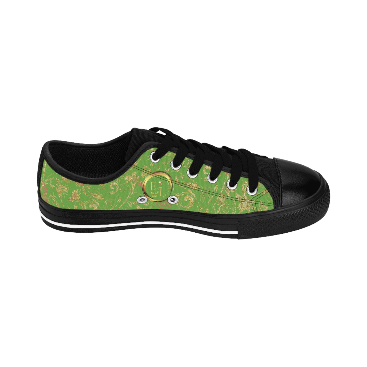 Bohemian Butterfly | Light Green | Black Sole LowTop Sneakers