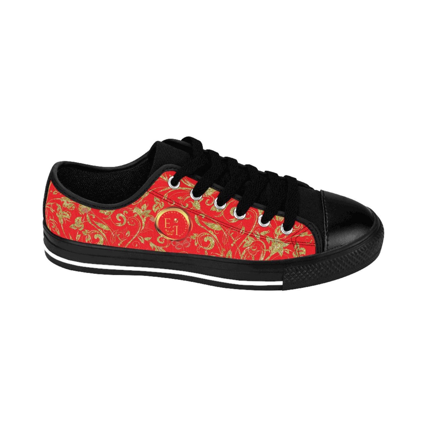Bohemian Butterfly | Red | Black Sole LowTop Sneakers