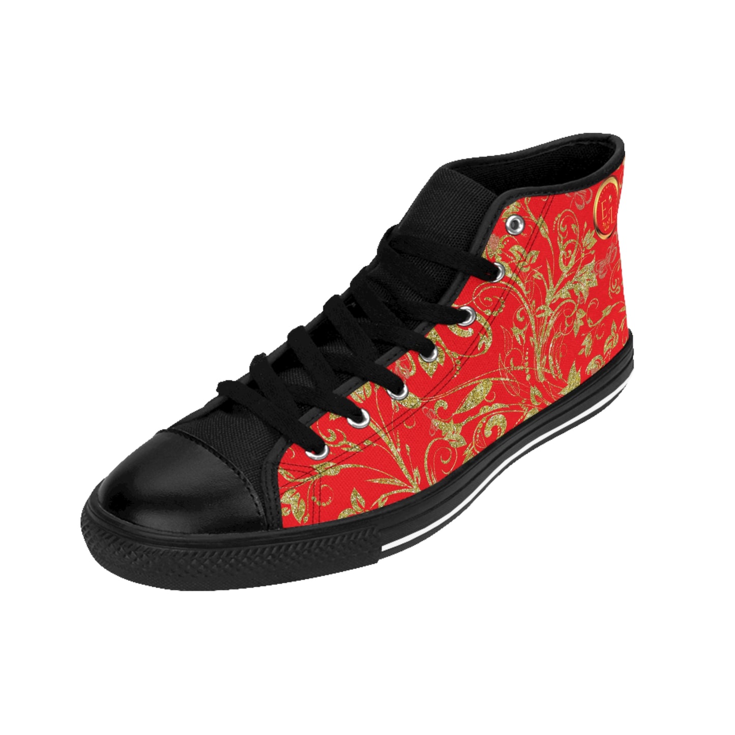 Bohemian Butterfly | Red | Black Sole HighTop Sneakers