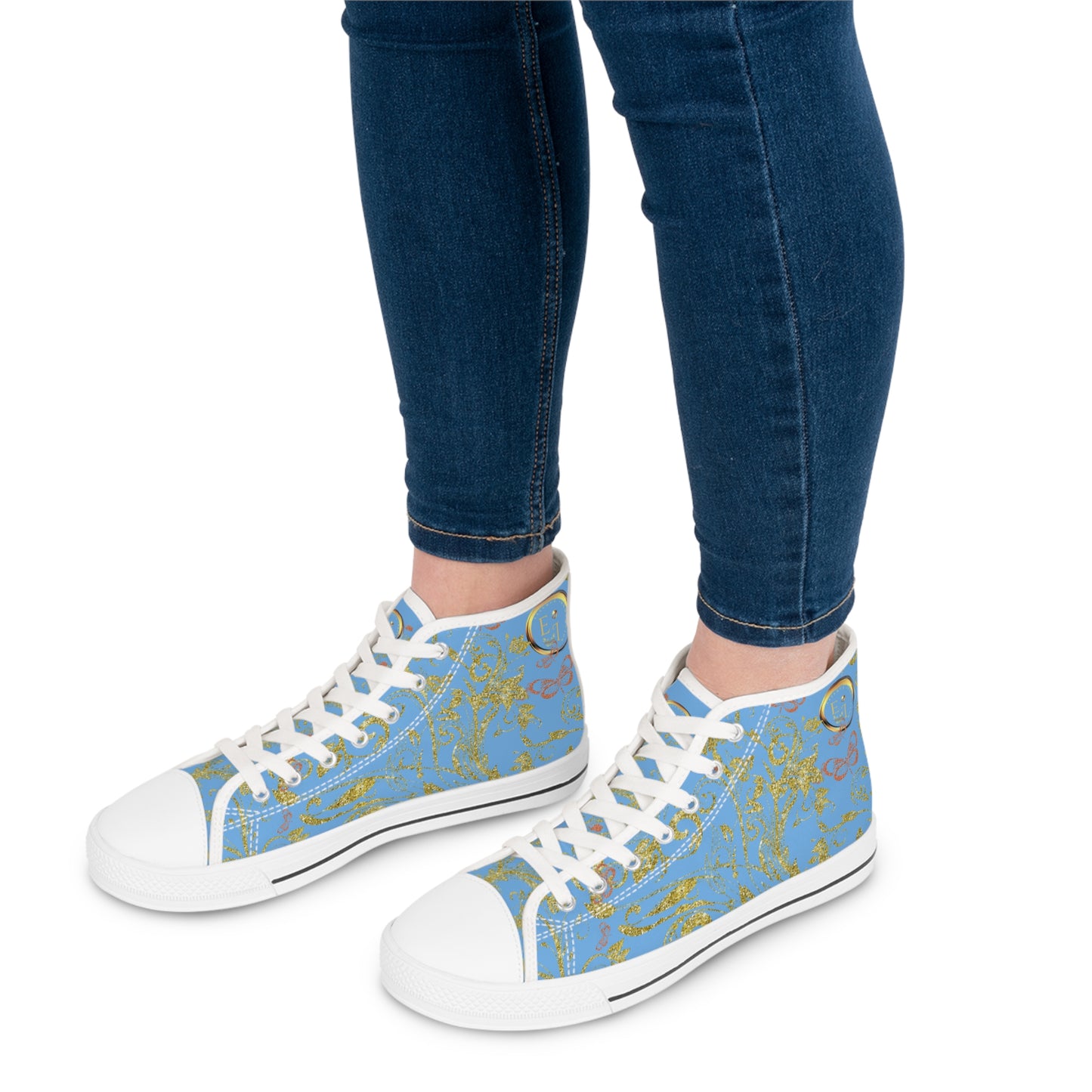Ladies Bohemian Butterfly | Light Blue | White Sole HighTops