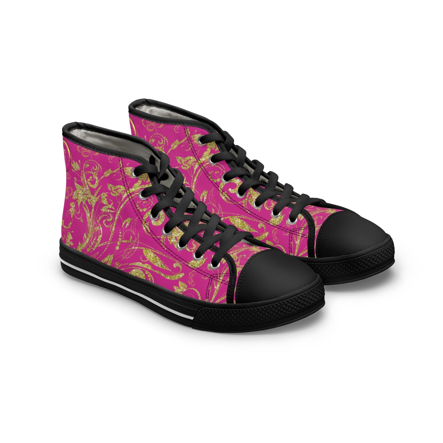 Bohemian Butterfly Heart | Pink | Black Sole HighTop Sneakers