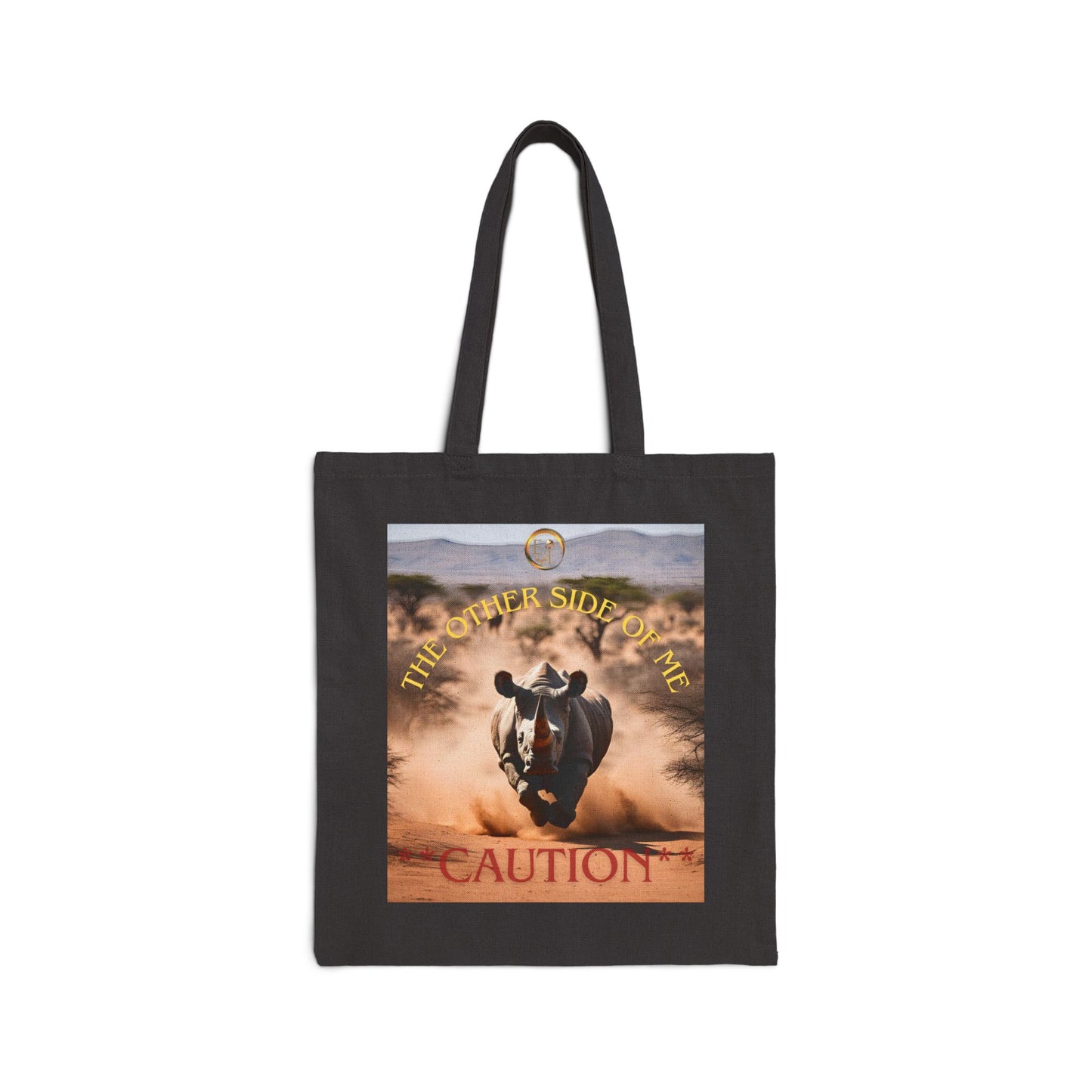 Caution Rhino Cotton Canvas Tote Bag, Eco-Friendly Shopping Bag, Animal Lovers Gift, Beach Tote, Adventure Carryall