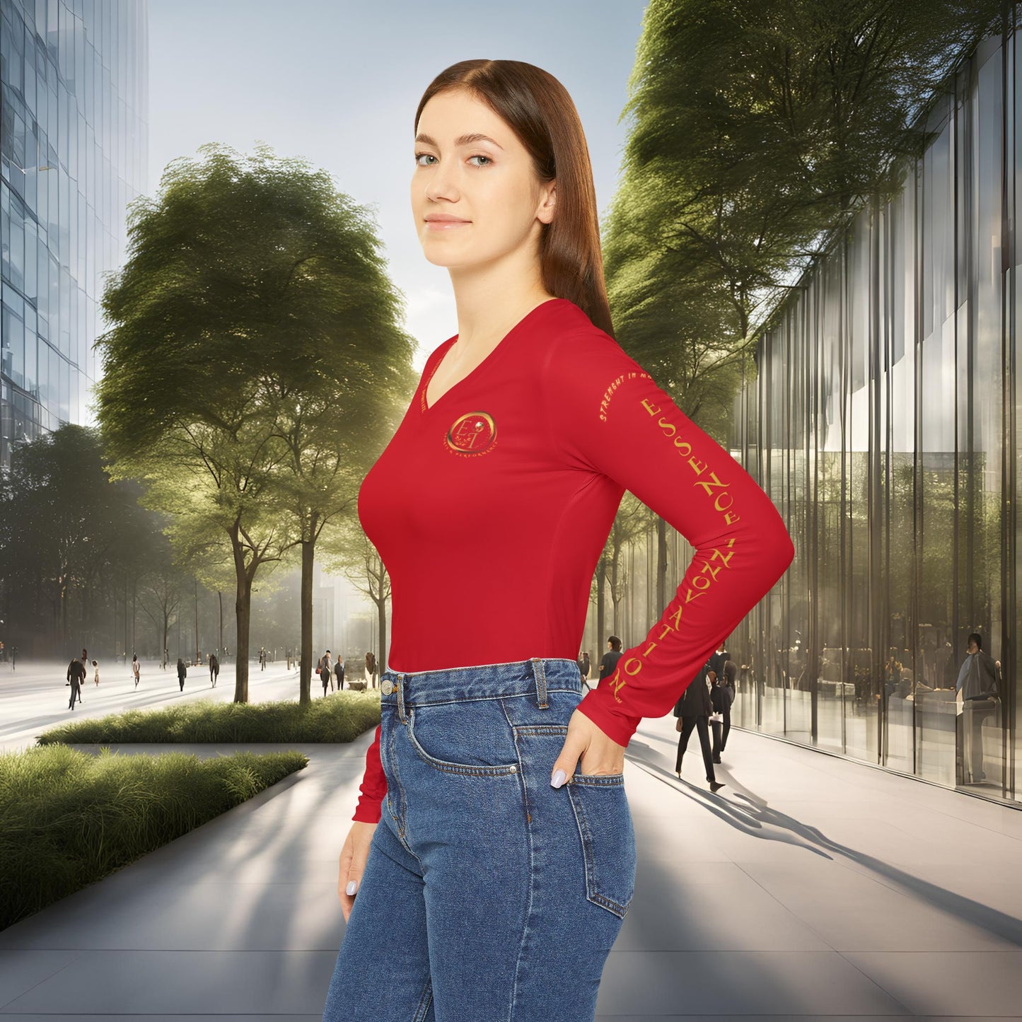 Seek More Performance X | EI Sports LS V-Neck | Dark Red