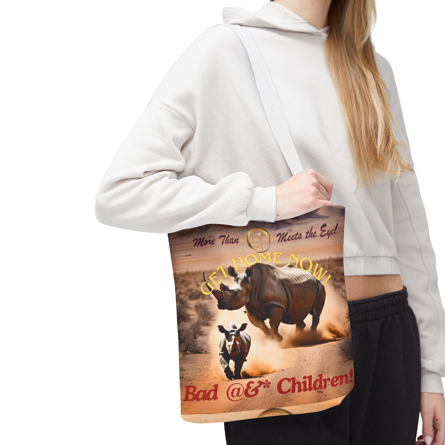 Humorous Rhino Tote Bag - Perfect for Parents, Kid's Activities, Gifts for Moms and Dads, Playdates, Back to School!