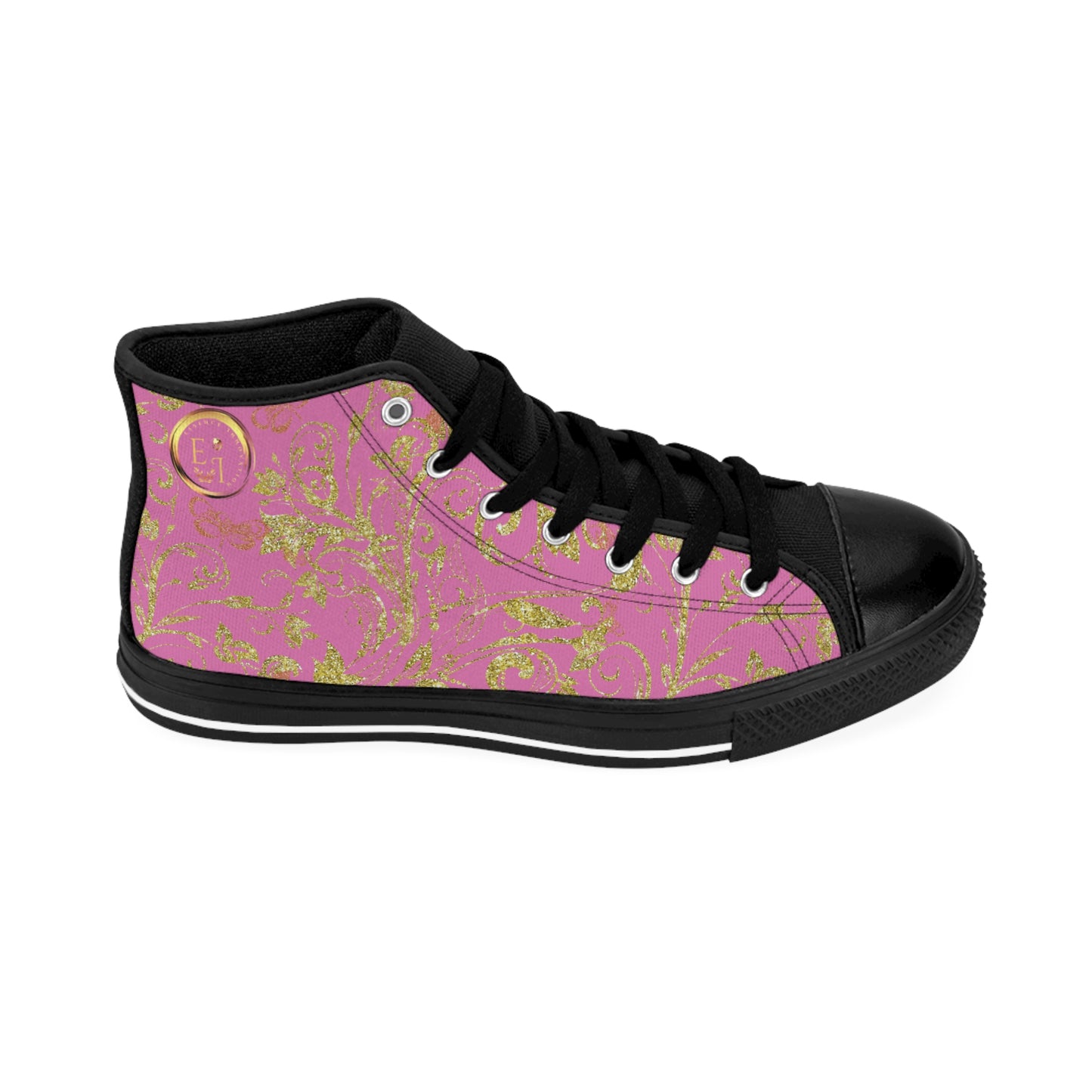 Bohemian Butterfly | Light Pink | Black Sole HighTop Sneakers