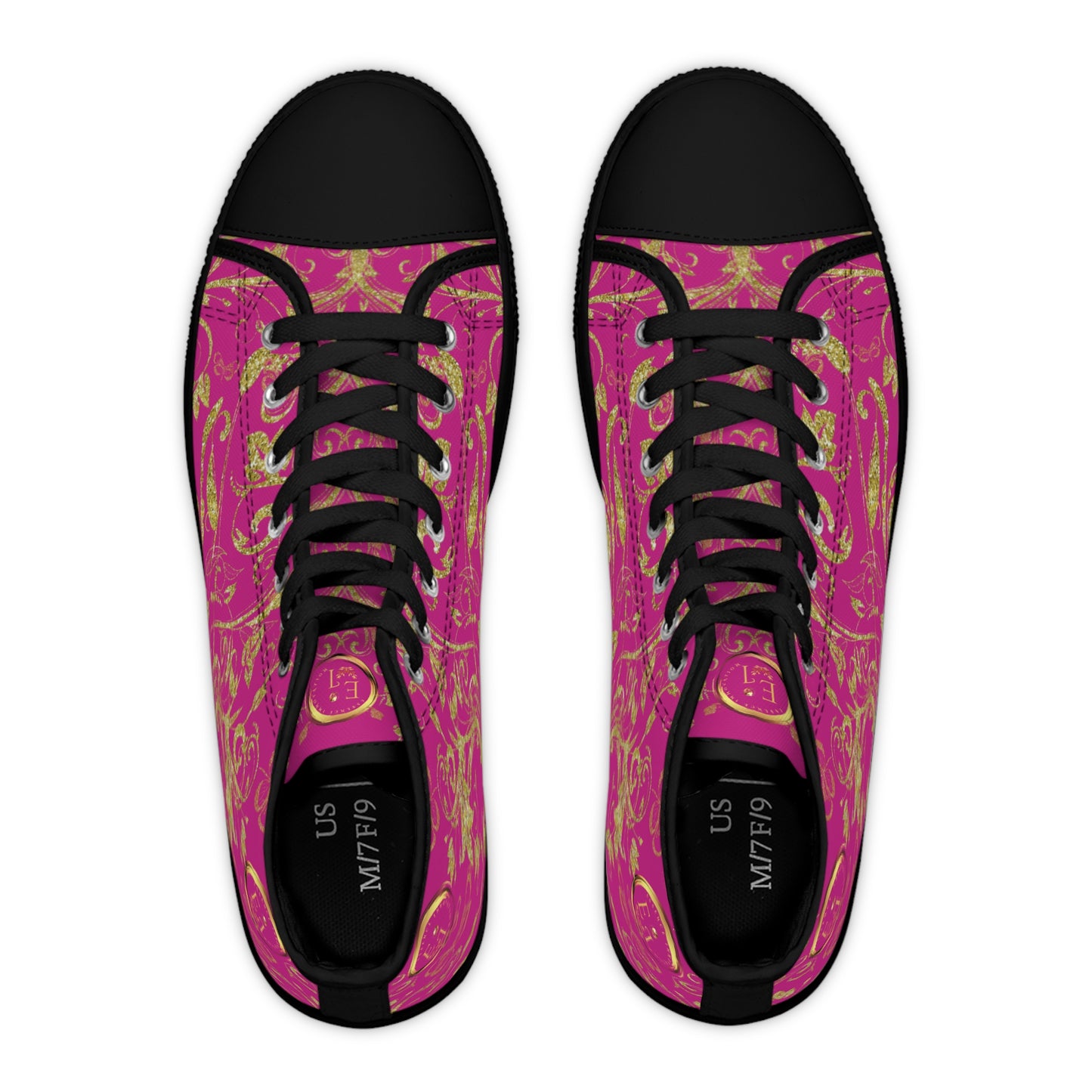 Bohemian Butterfly Heart | Pink | Black Sole HighTop Sneakers