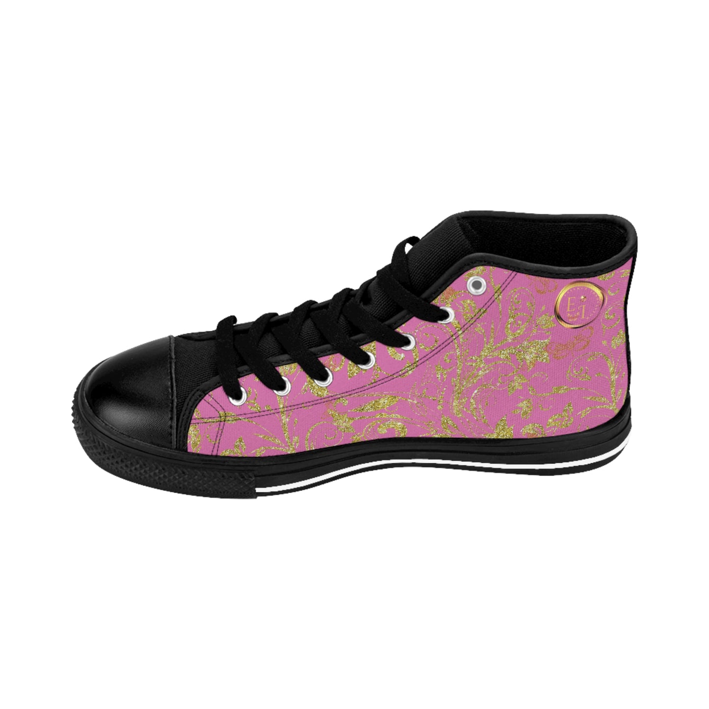 Bohemian Butterfly | Light Pink | Black Sole HighTop Sneakers