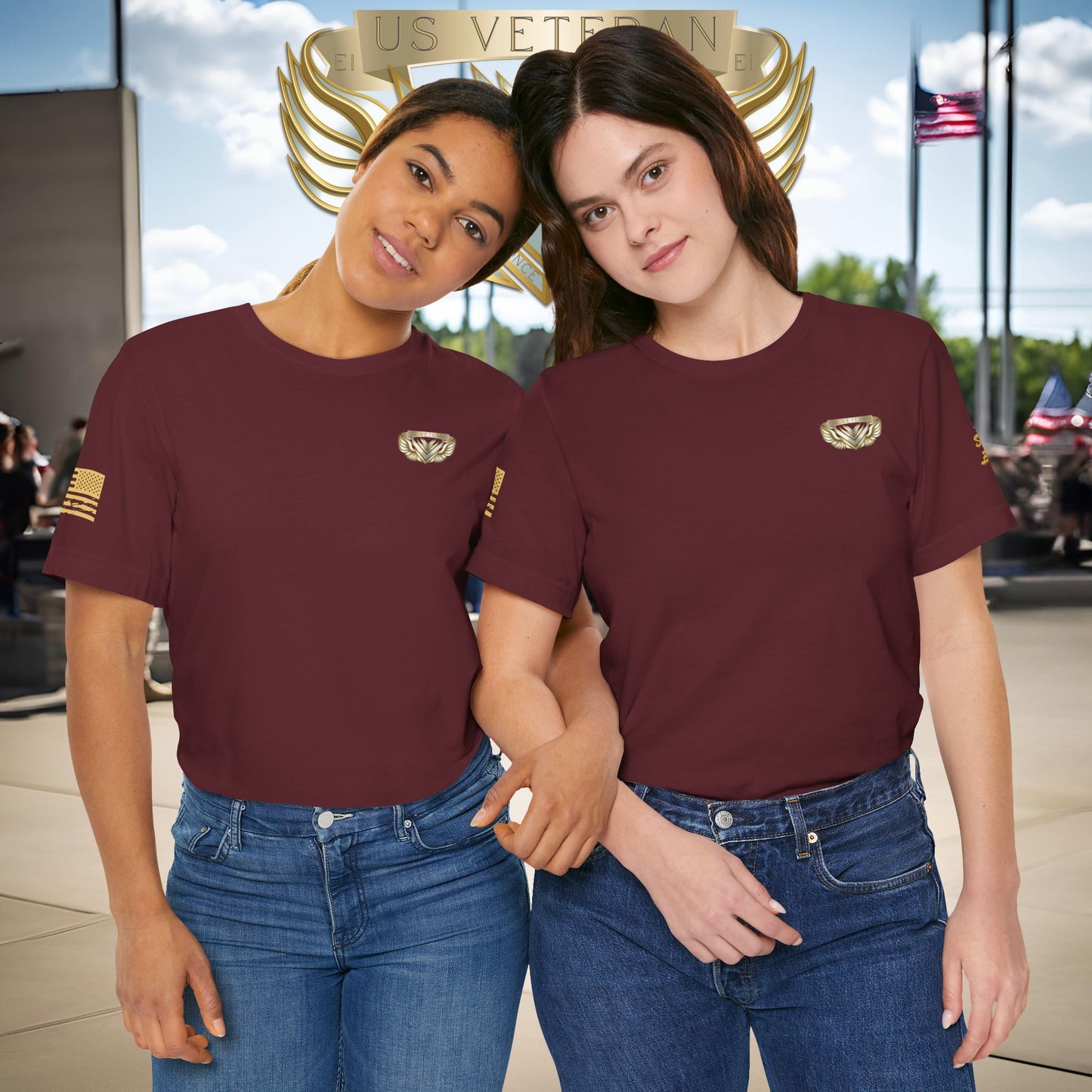 Essence Maroon Veteran Tee – Bold Patriotic T-Shirt