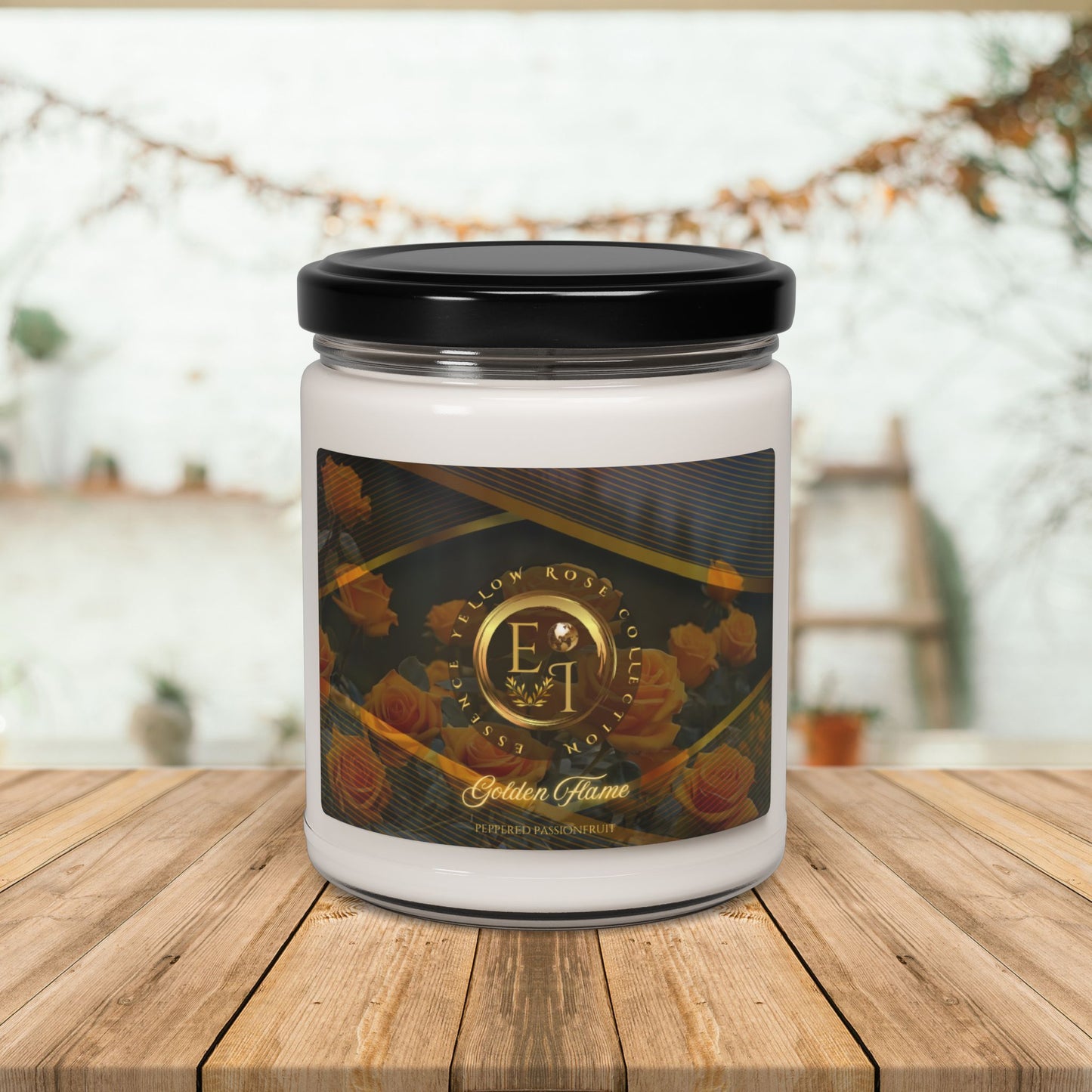 Yellow Rose Golden Flame | Peppered Passionfruit | Scented Soy Candle | 9oz