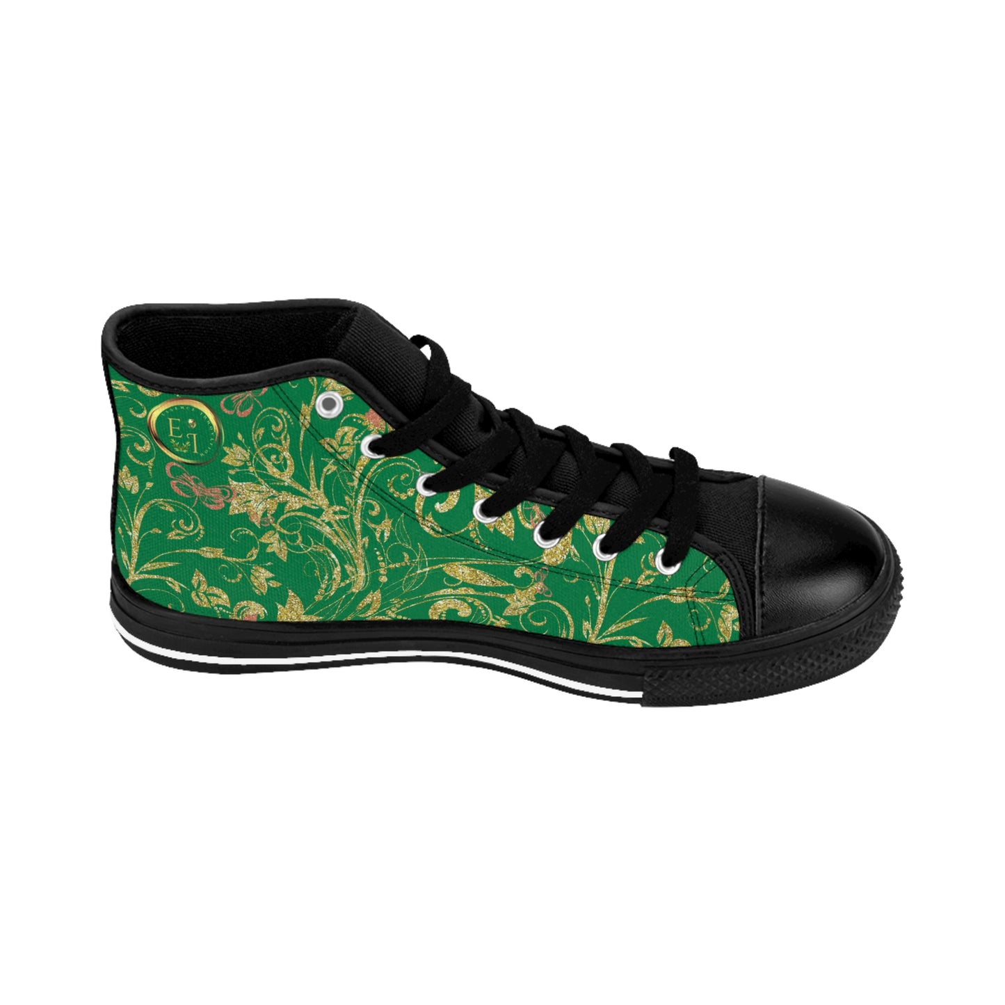 Bohemian Butterfly | Green | Black Sole HighTop Sneakers