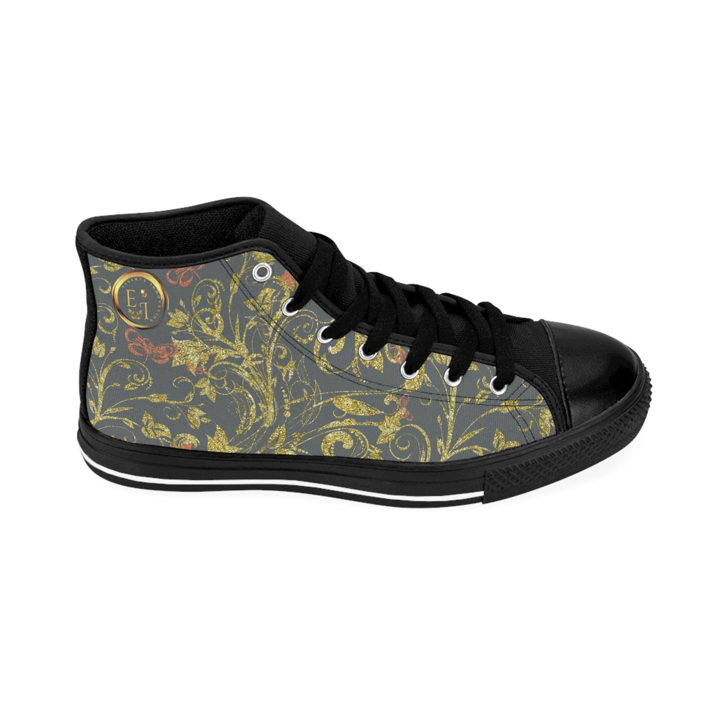 Bohemian Butterfly Hightops VIII | Black Sole | Dark Grey