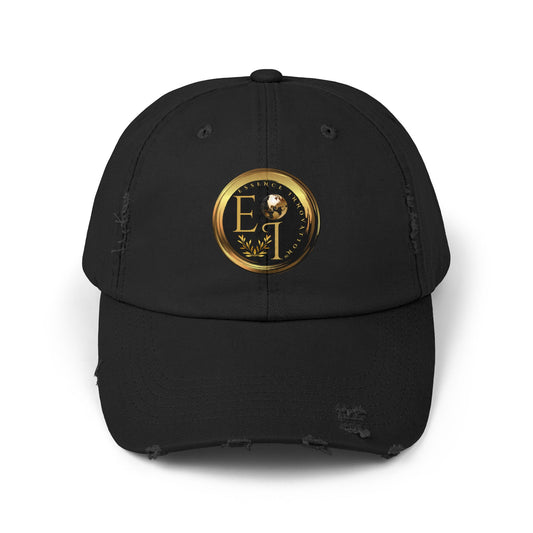 Black Essence Innovation cap with a gold logo on a white background
