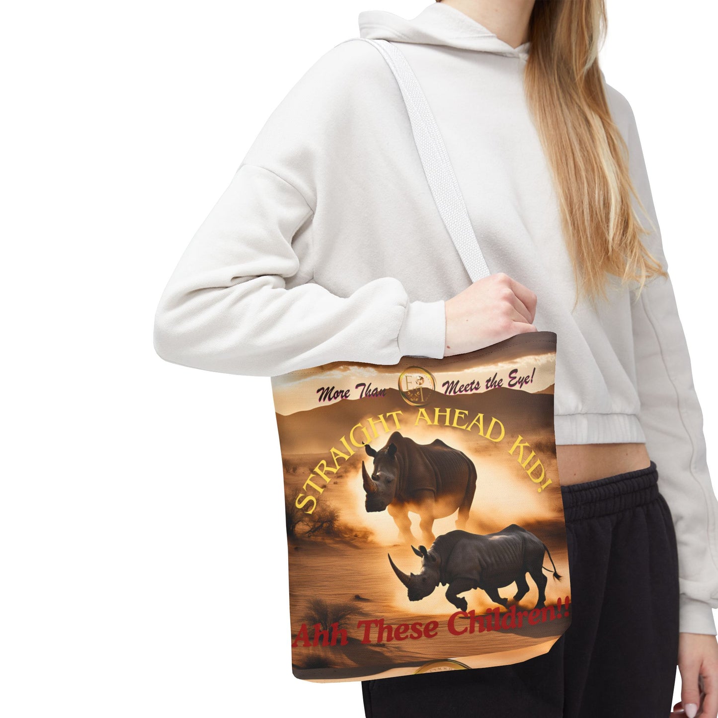 Wildlife Tote Bag, Straight Ahead Kid Tote, Eco-Friendly Rhinos Bag, Animal Lover Gift, Adventure Shopping Bag, Unique Canvas Accessory