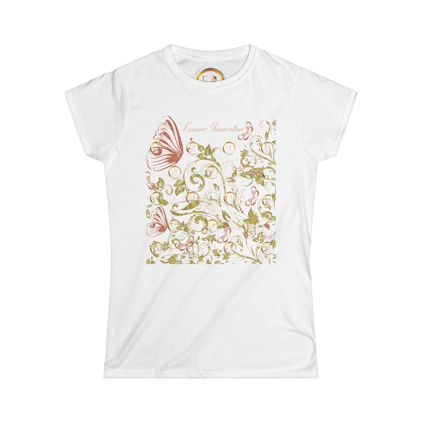 Floral Butterfly T-Shirt in White | Nature-Inspired Botanical Tee | Elegant Boho Shirt for Women | EssenceInnoCreate
