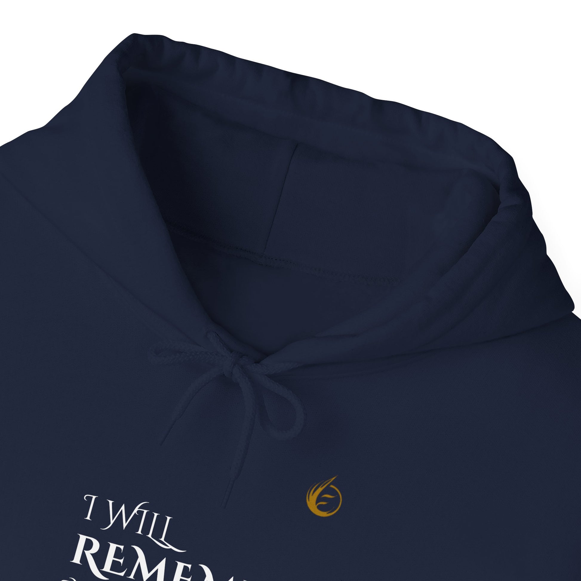 Dark gray EssenceInnoCreate Quiet Resolve hoodie with a small graphic design on the chest.