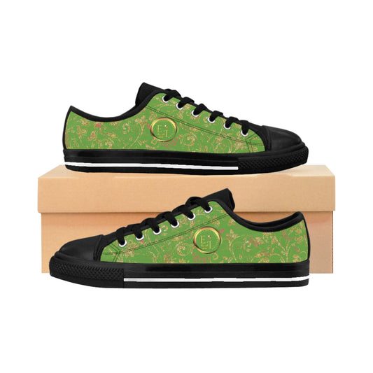 Bohemian Butterfly | Light Green | Black Sole LowTop Sneakers